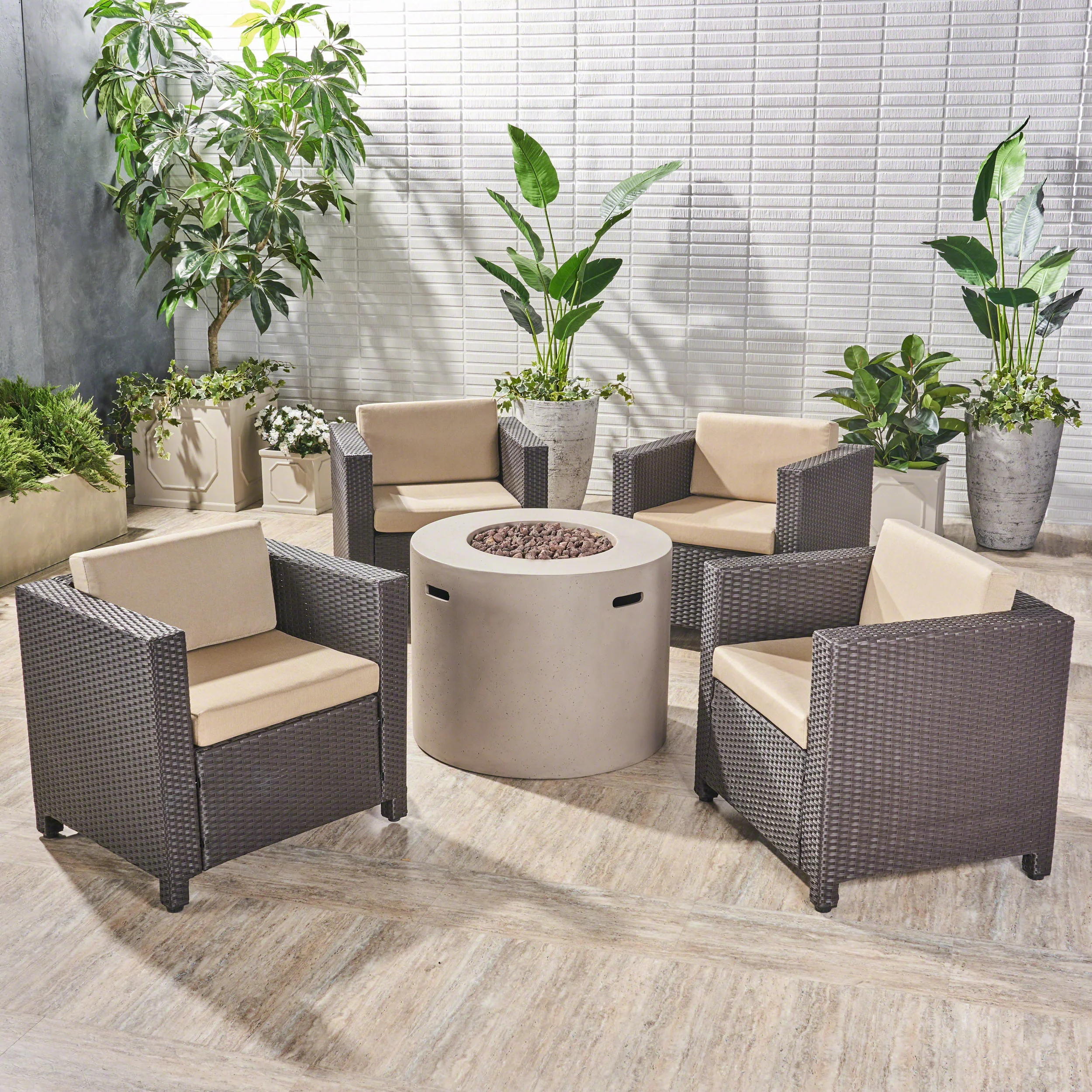 Venice 4-Seater Outdoor Fire Pit Chat Set - furnishings