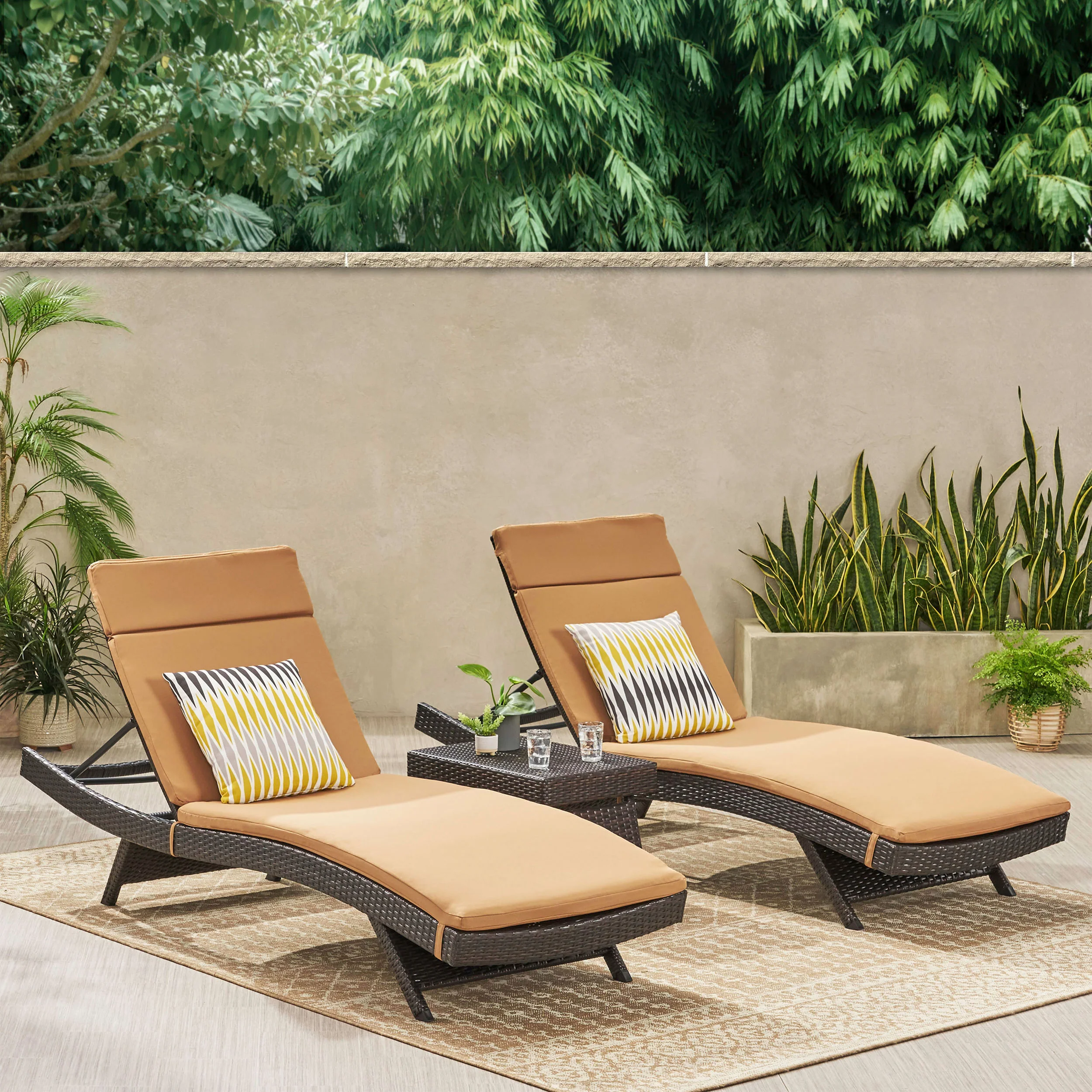 Lakeport Outdoor 3pc Adjustable Chaise Lounge Chair Set - furnishings