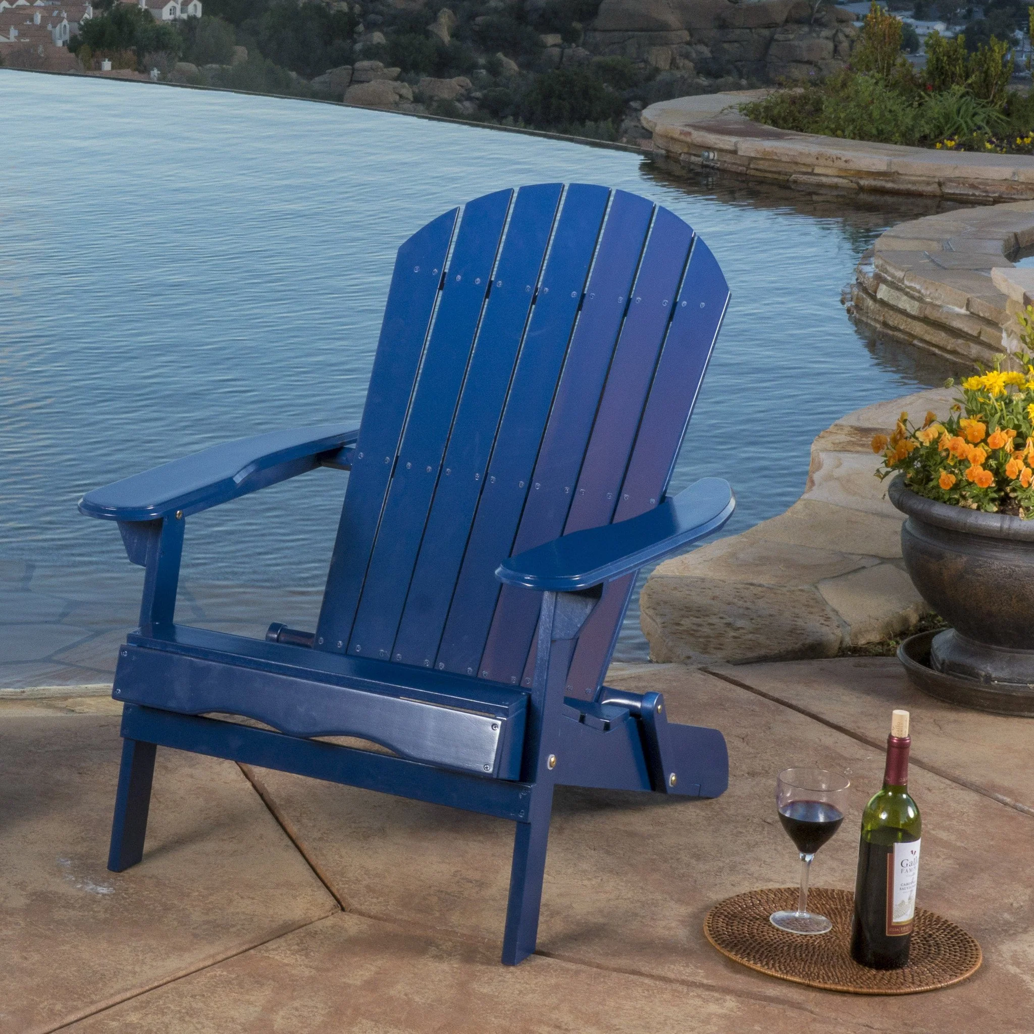 Milan Outdoor Acacia Wood Folding Adirondack Chair - furnishings