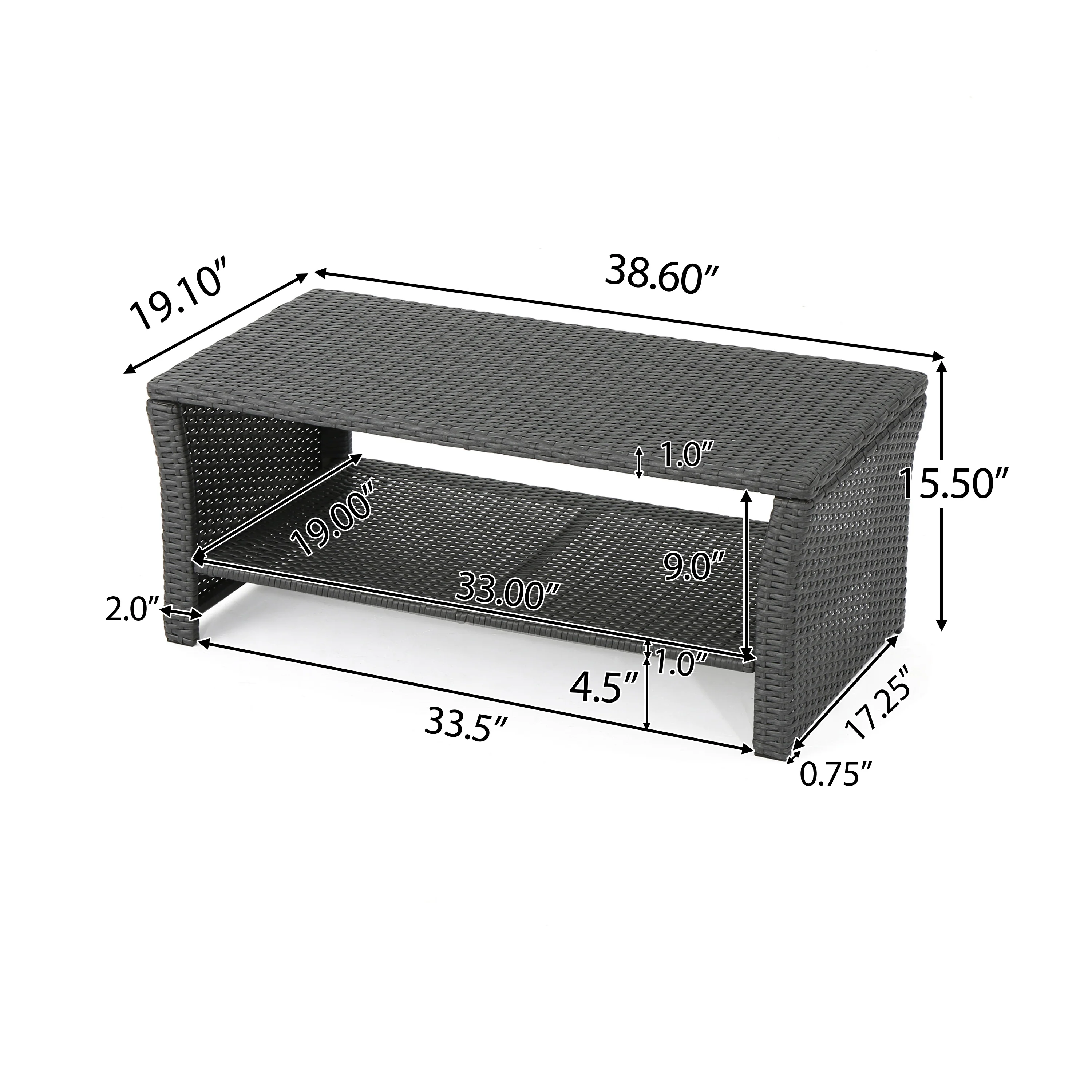 Justin Outdoor Wicker Coffee Table - furnishings