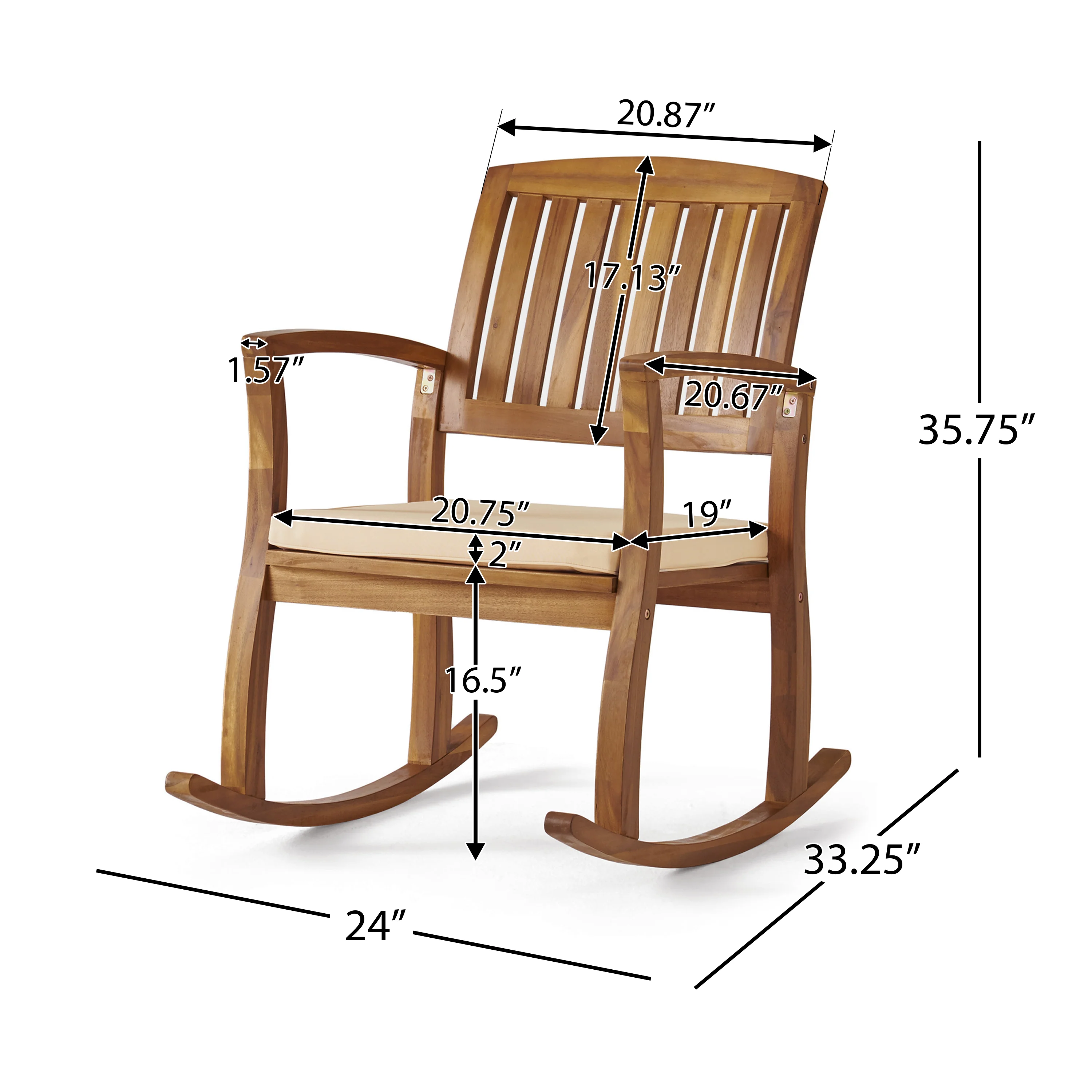 South Hampton Rocking Chair w/ Cushion (Set of 2) & Accent Table - furnishings