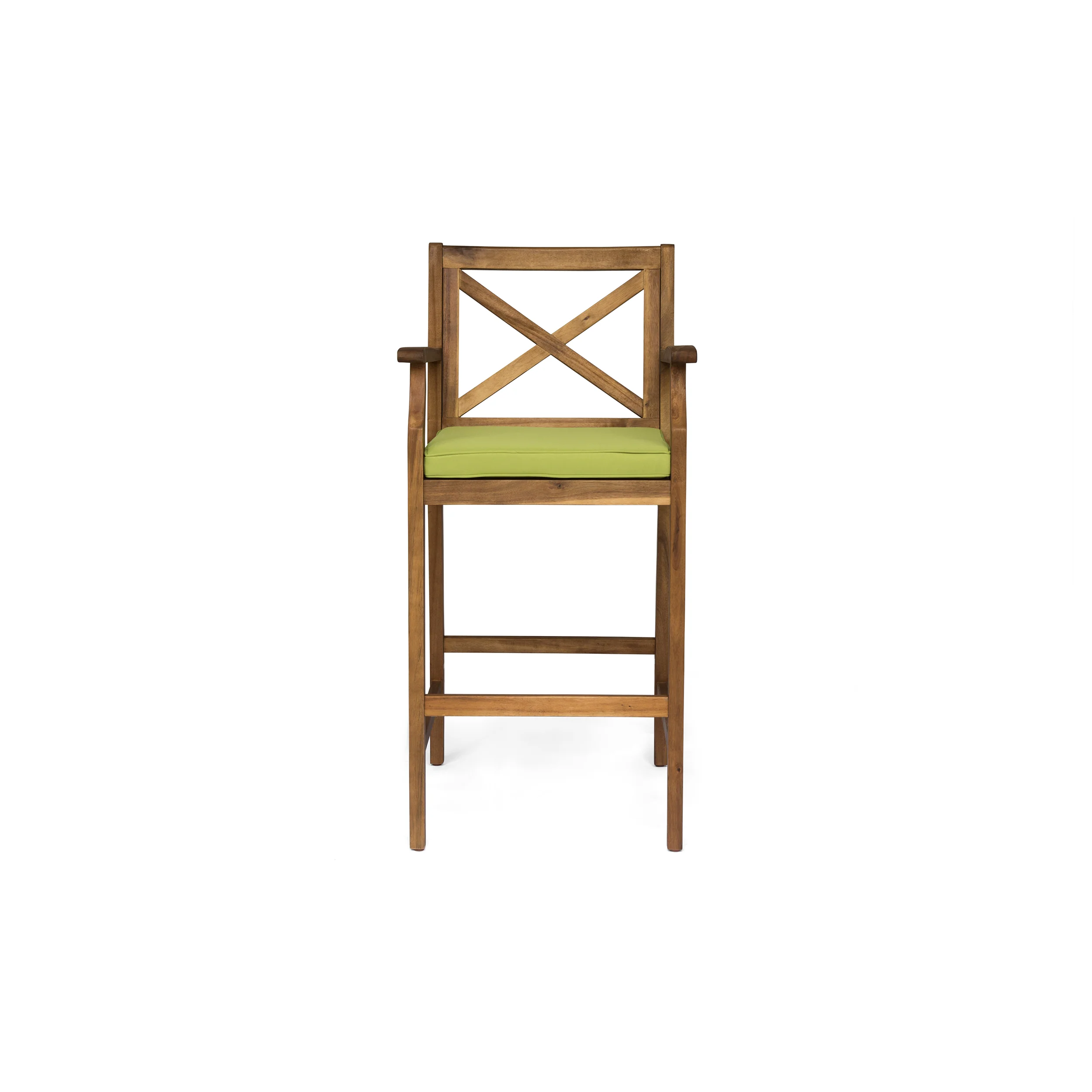Doric Outdoor Rustic Acacia Wood Barstools with Cushions (Set of 4) - furnishings