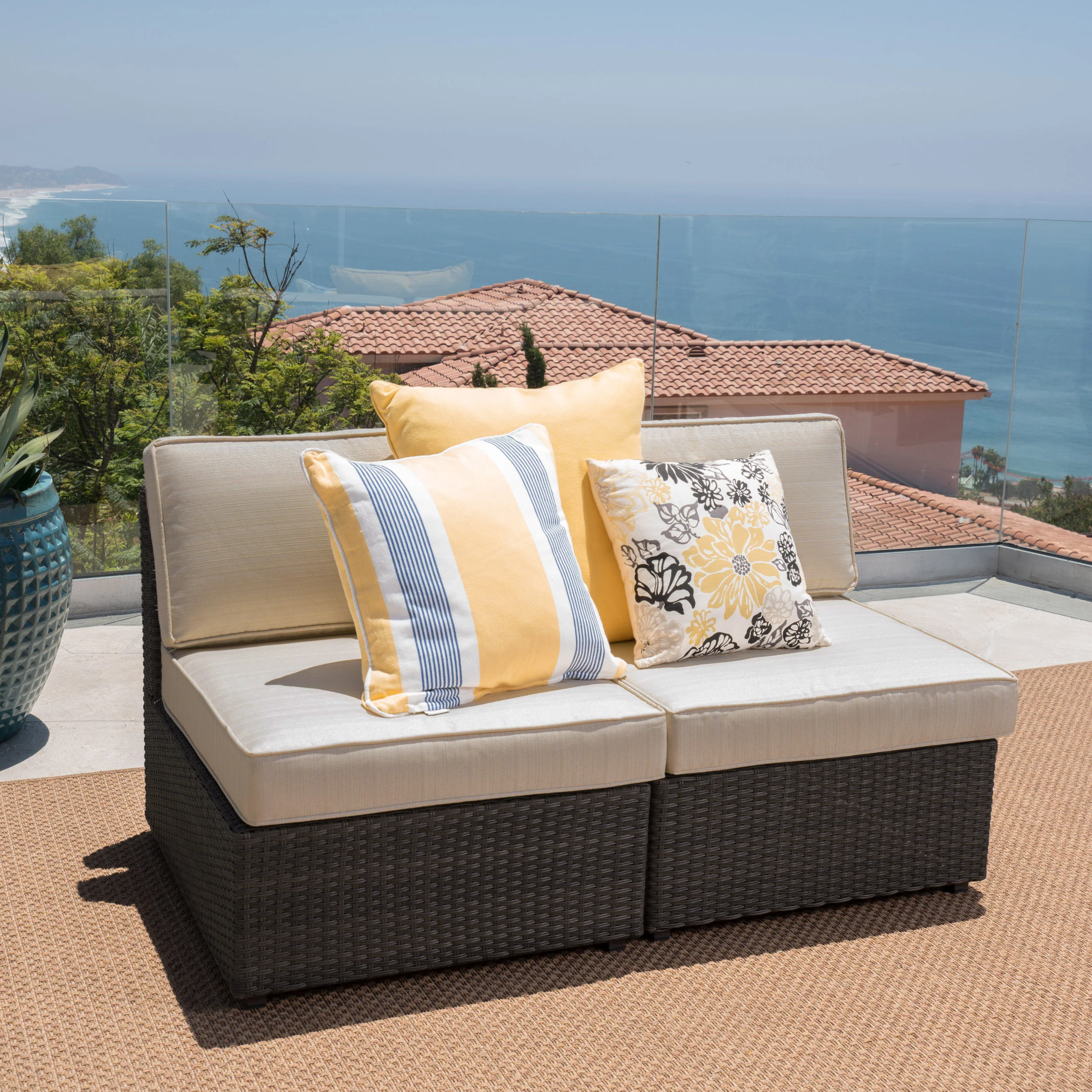 Reddington Outdoor Wicker Sectional Sofa Seat w/ Cushions (set of 2) - furnishings