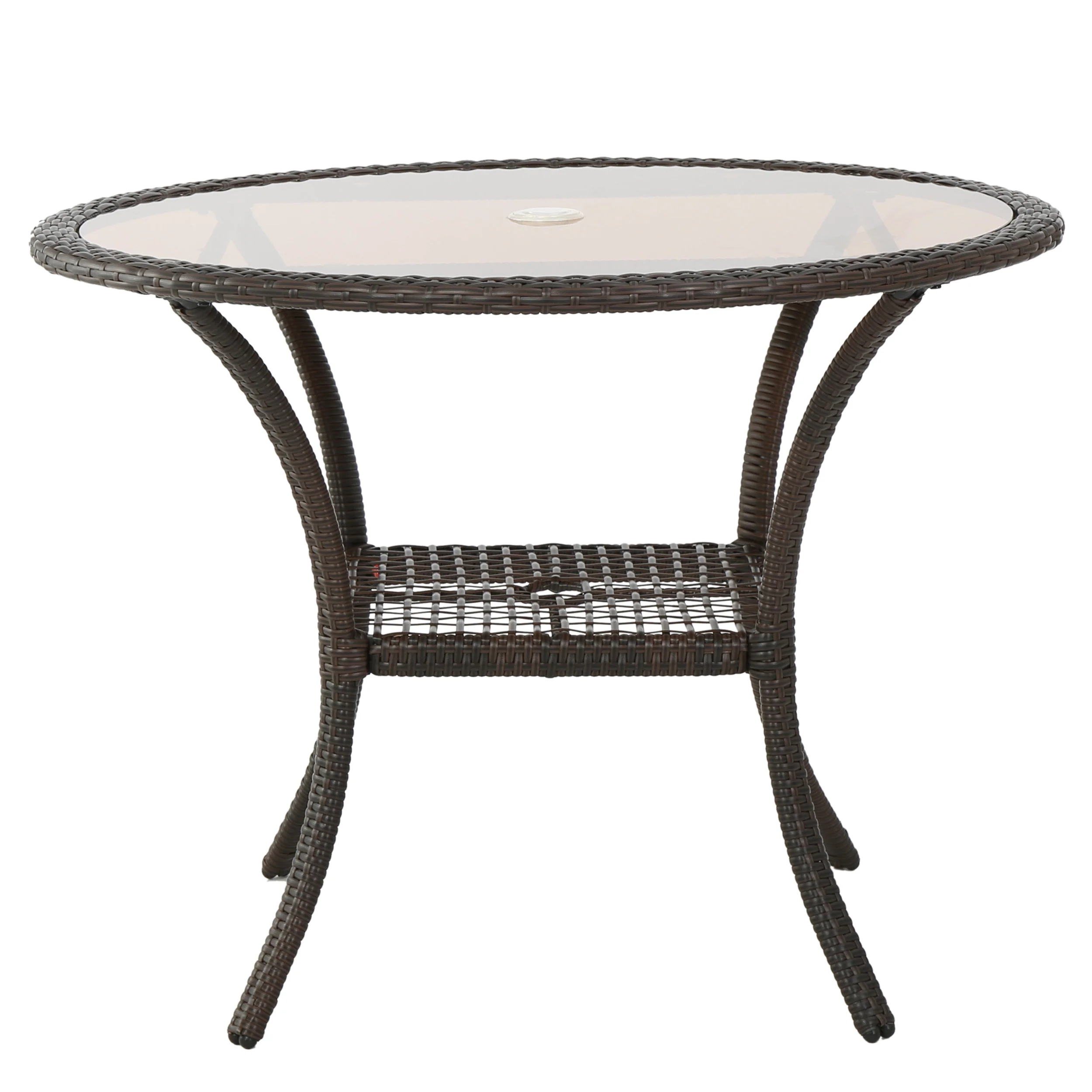 Selander Multibrown Wicker Glass Table - furnishings