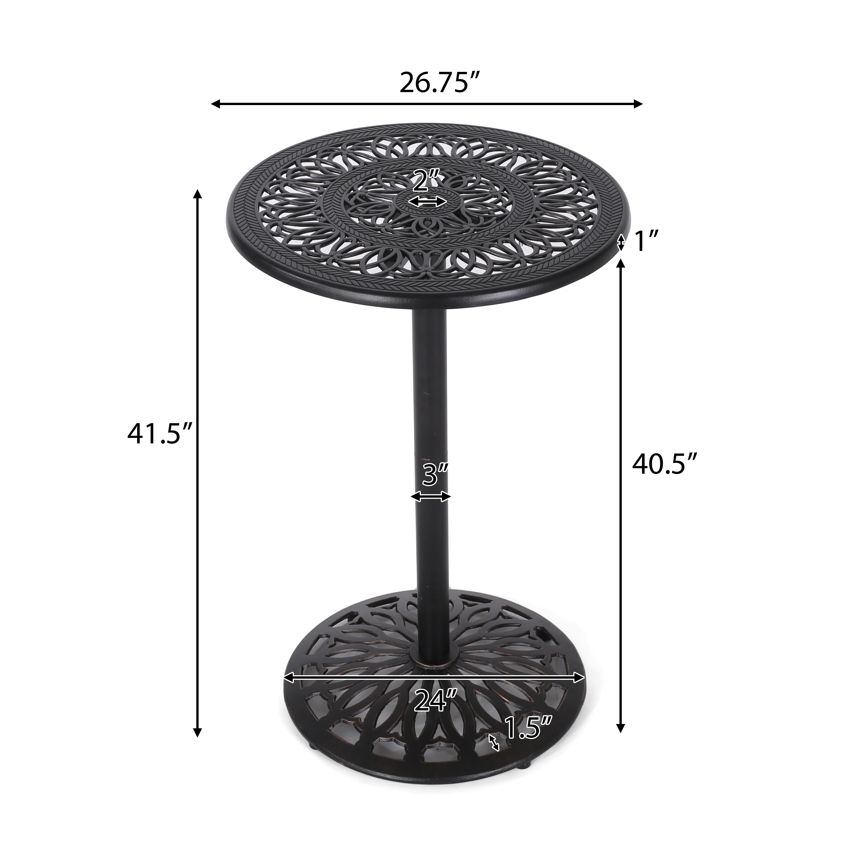 Edmonson Outdoor Traditional Ornate Shiny Copper Metal Bar Table - furnishings
