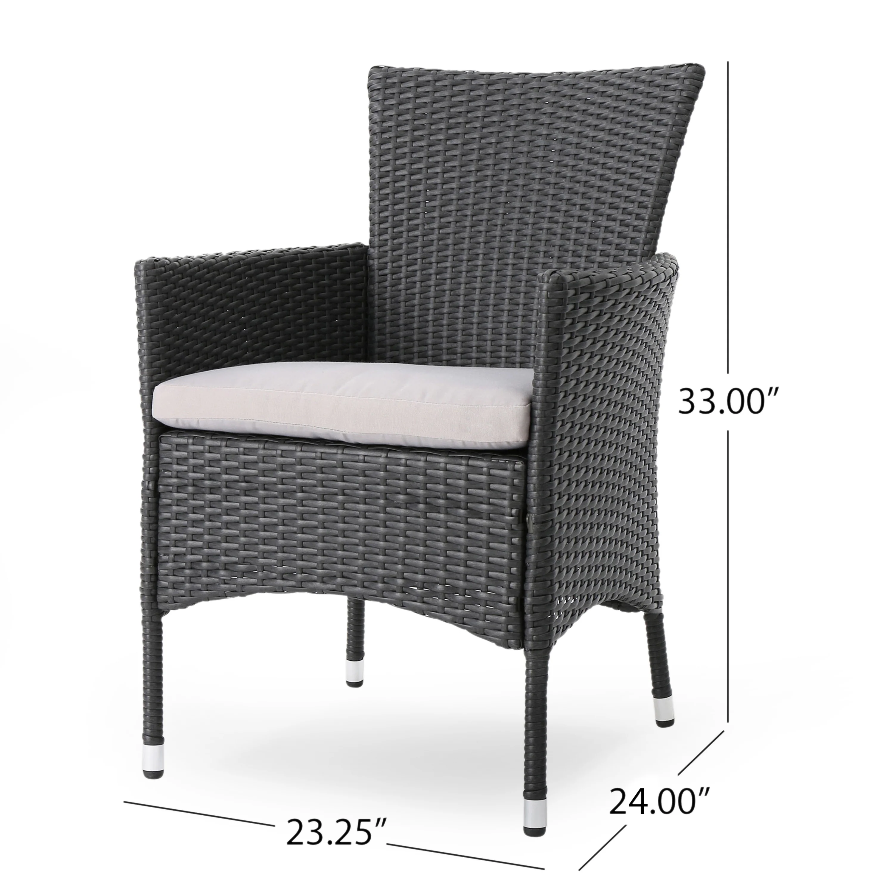 Frank Outdoor 3 Piece Wicker Bistro Set, Grey with Silver Cushions - furnishings