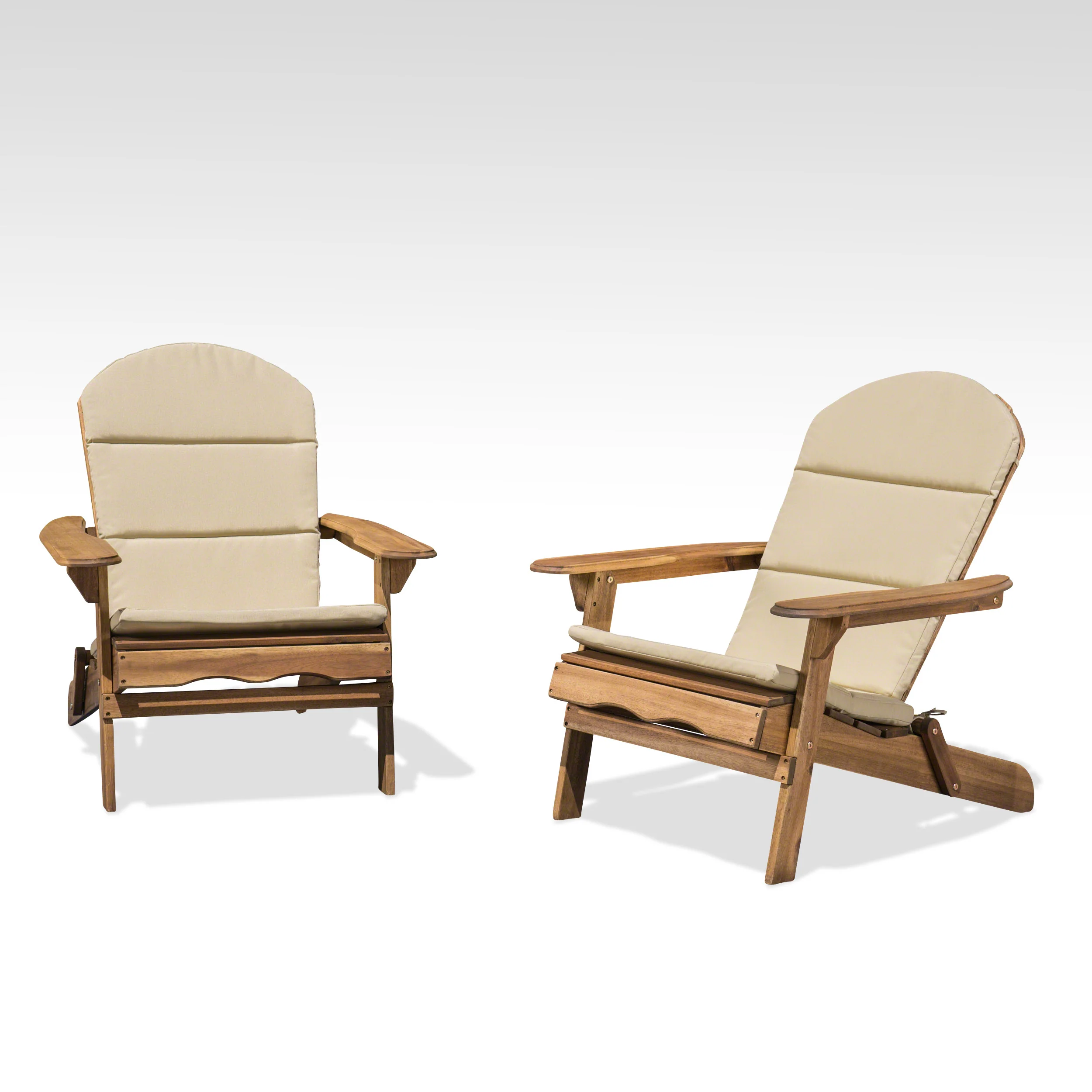 Amenda Outdoor Acacia Wood Folding Adirondack Chairs with Cushions - furnishings