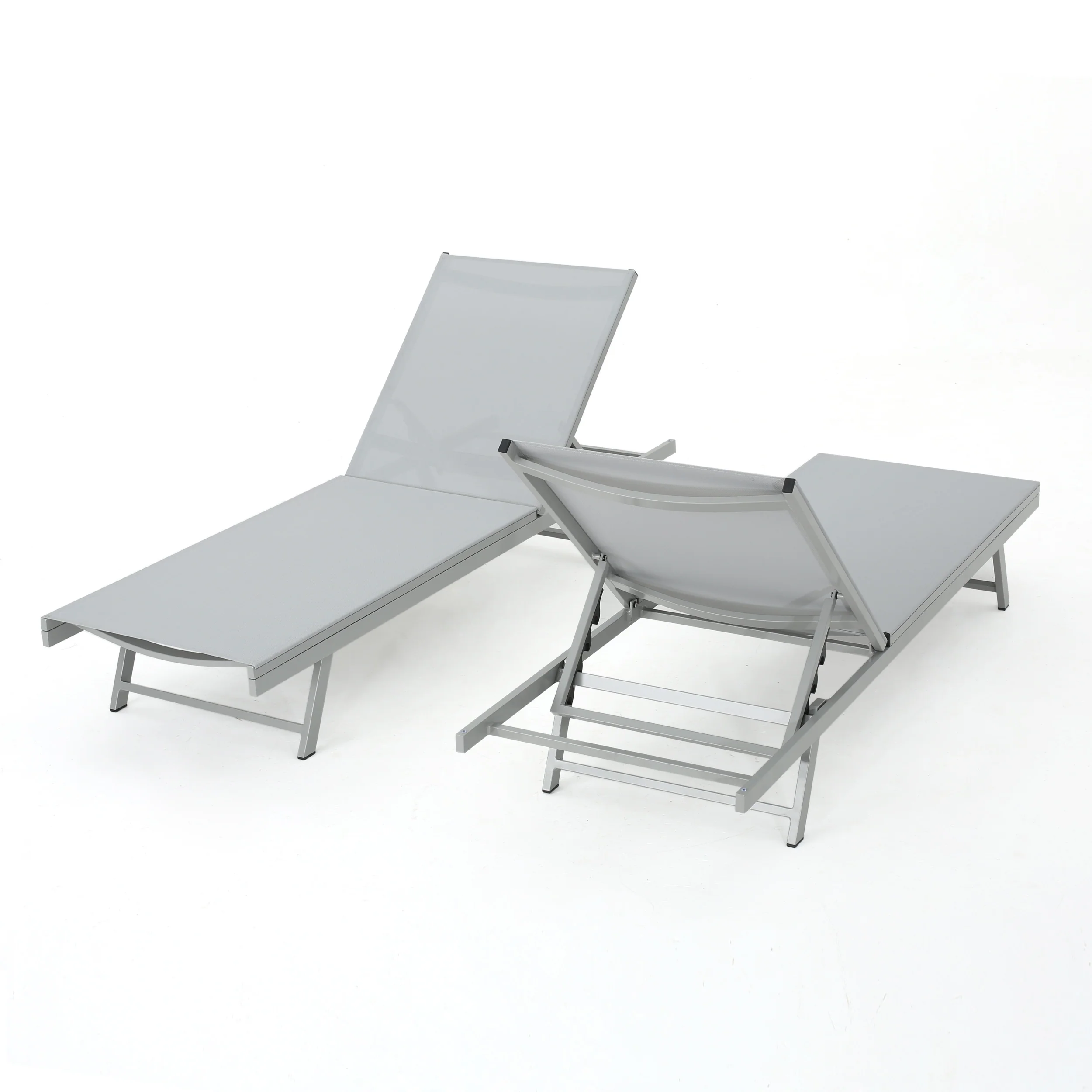 Holm Outdoor Gray Mesh Chaise Lounge with Aluminum Frame - furnishings