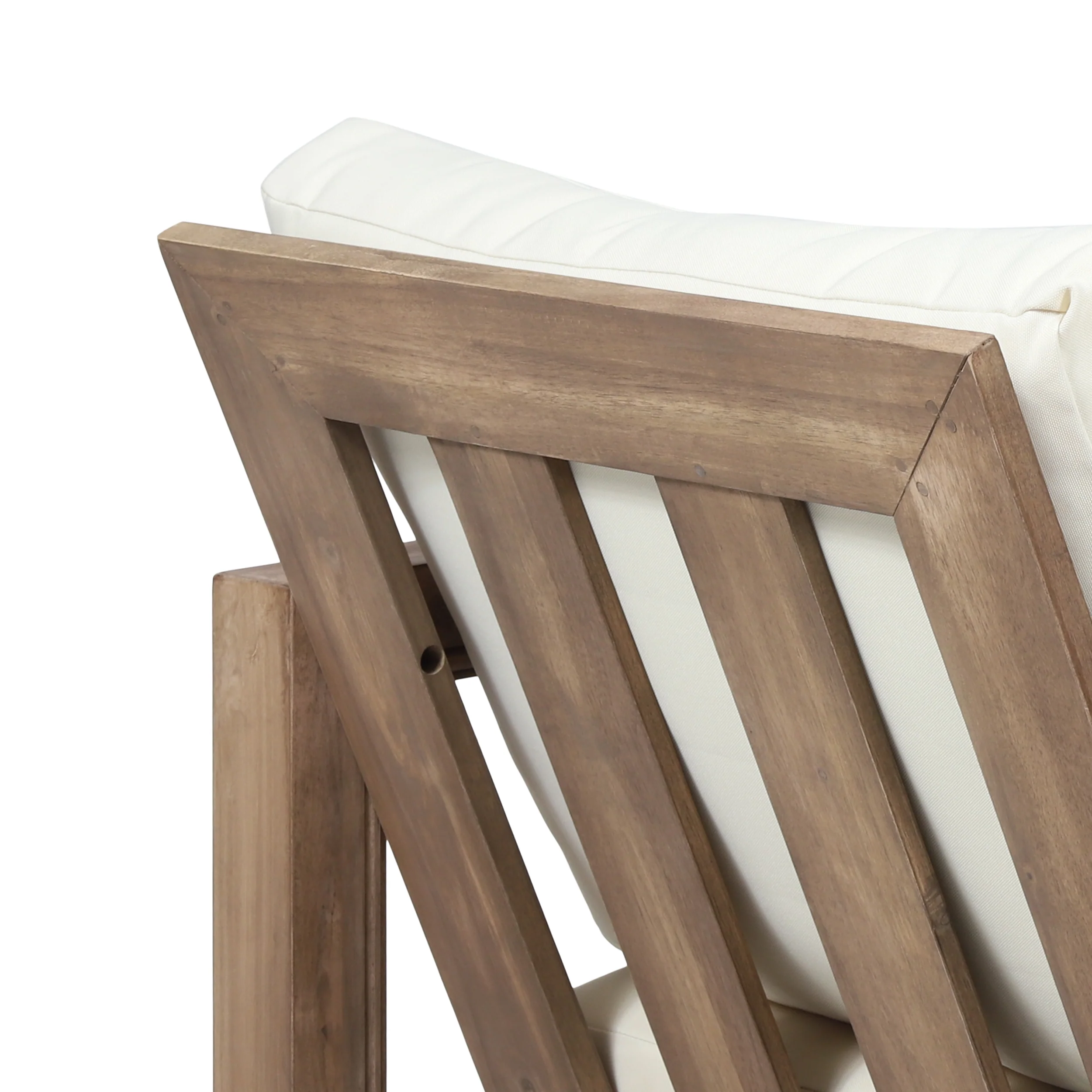 Andrae Outdoor Acacia Wood Club Chair with Cushion, Brown and Beige - furnishings