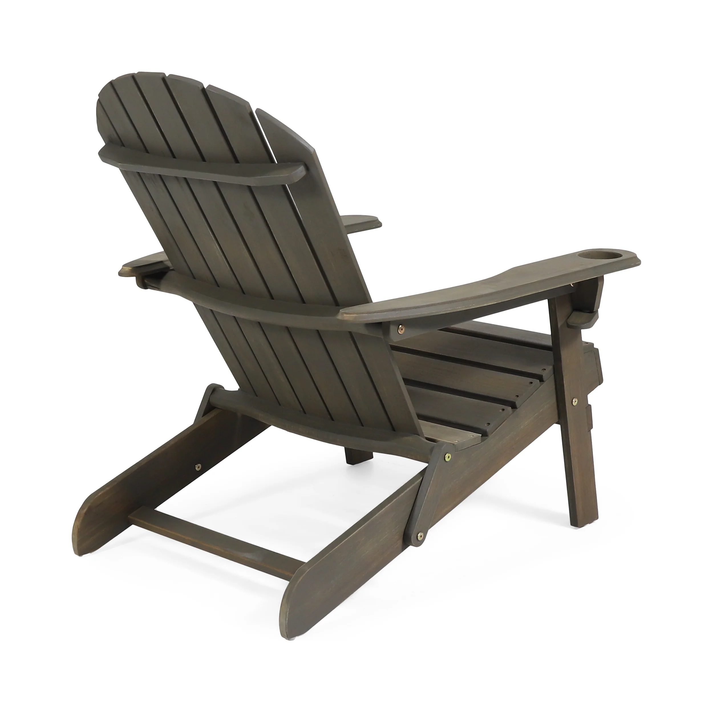 Kandyce Outdoor Acacia Wood Folding Adirondack Chair With Cup Holder - furnishings