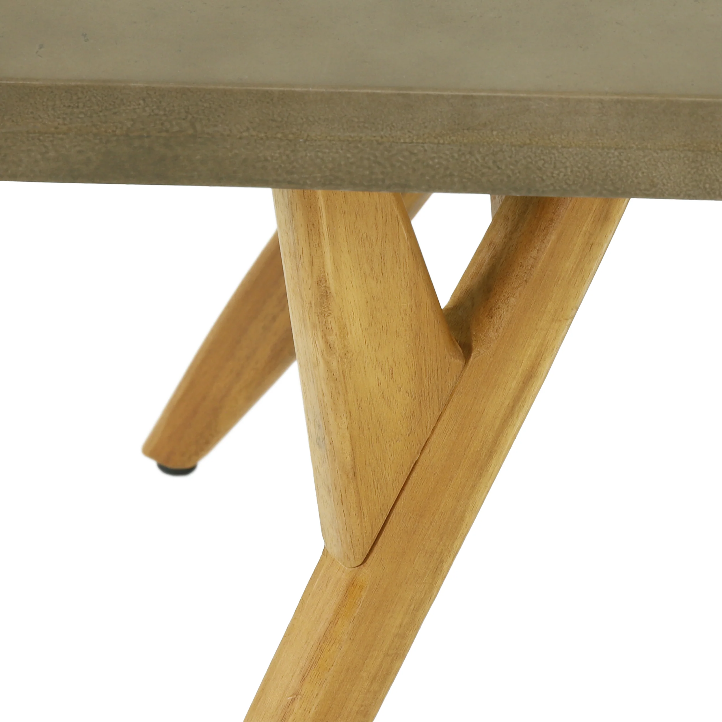 Loverin Outdoor Acacia Wood and Cast Stone Coffee Table, Teak and Light Gray - furnishings