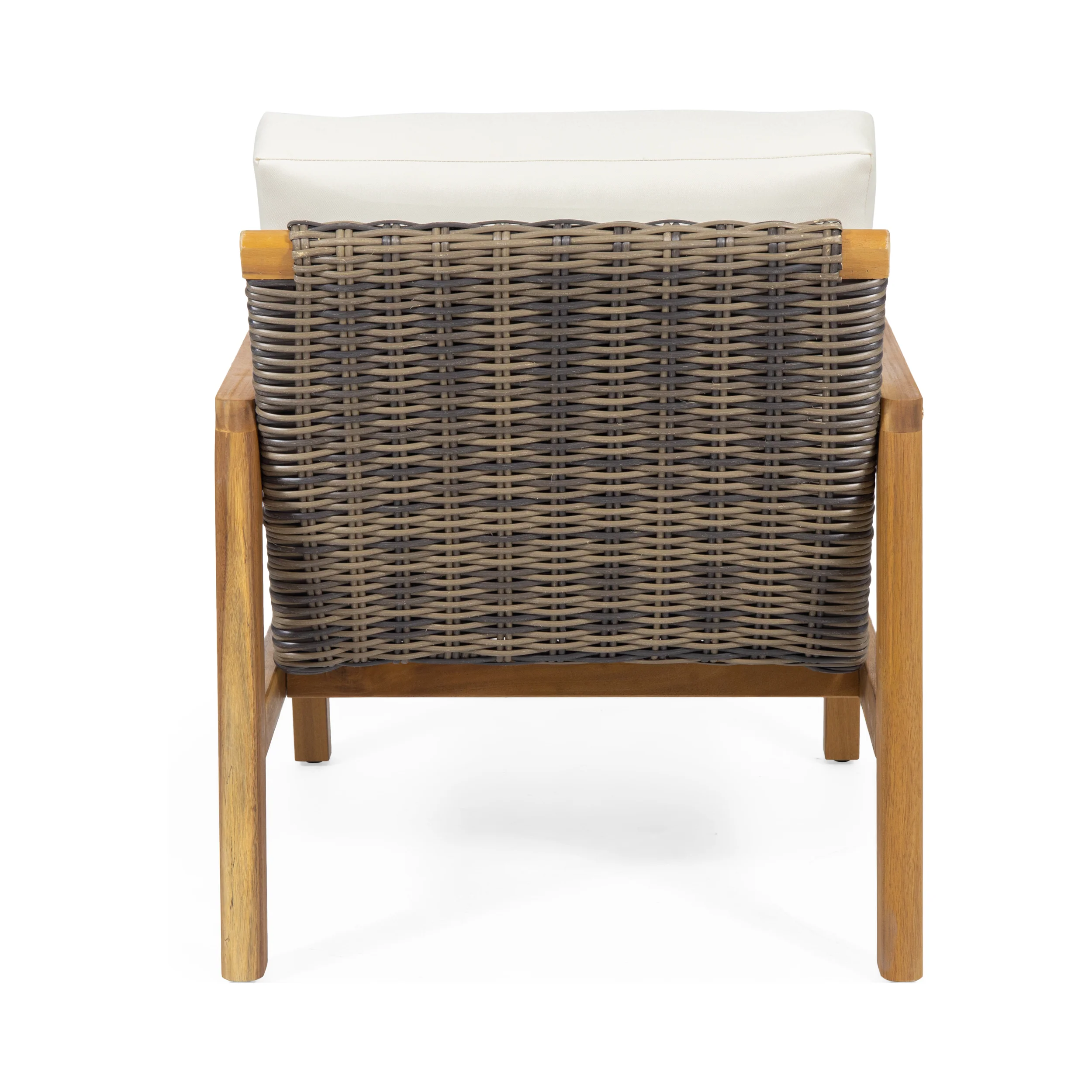 Kedan Outdoor 4 Seater Acacia Wood Chat Set with Wicker Accents - furnishings