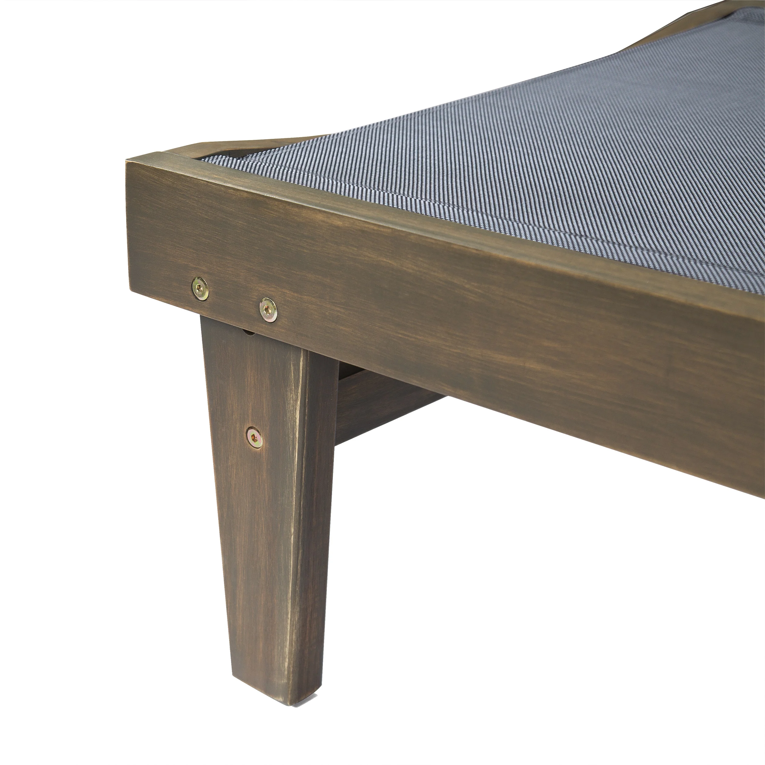 Della Outdoor Mesh Chaise Lounge with Acacia Wood Frame - furnishings