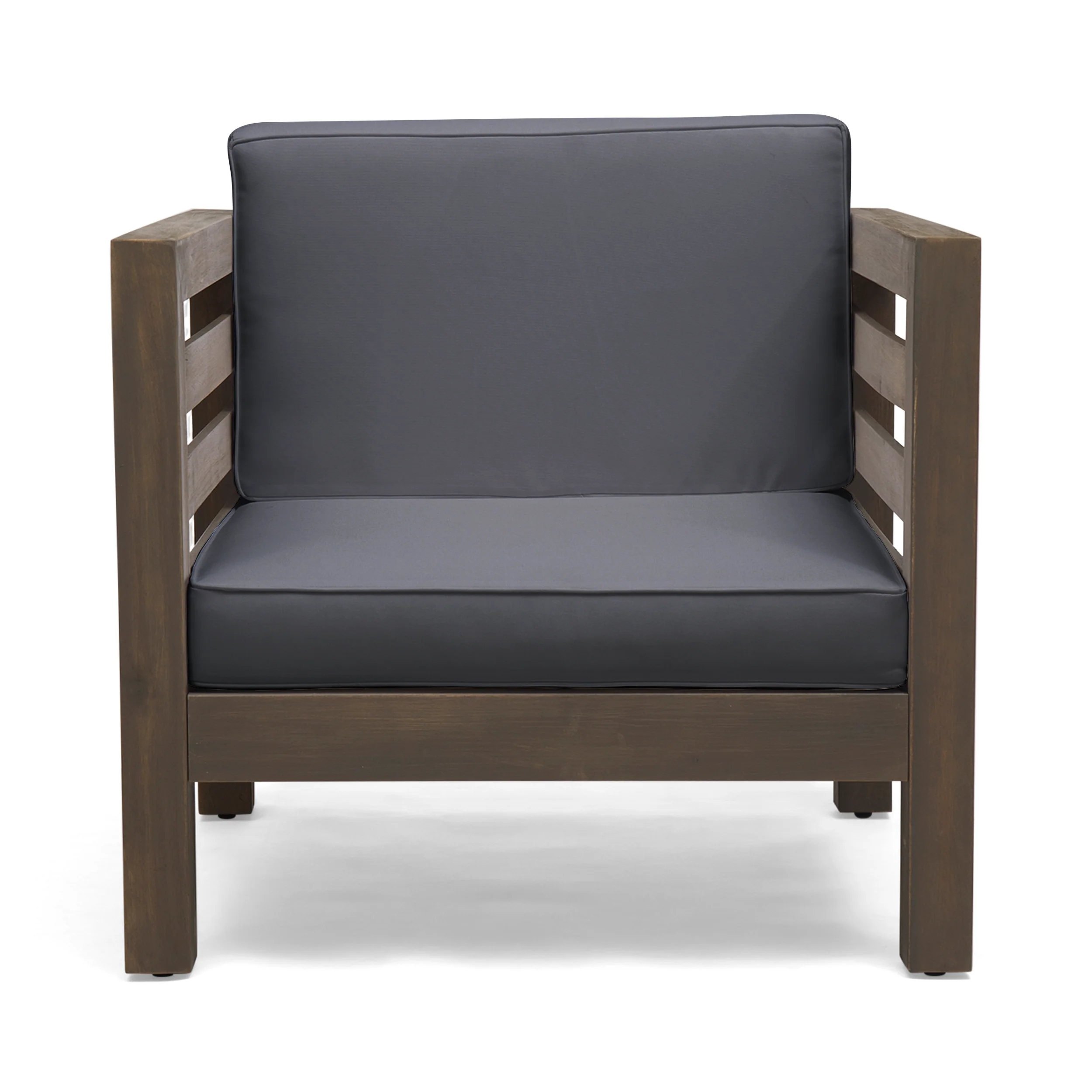 Louise Outdoor Acacia Wood Club Chair with Cushion - furnishings
