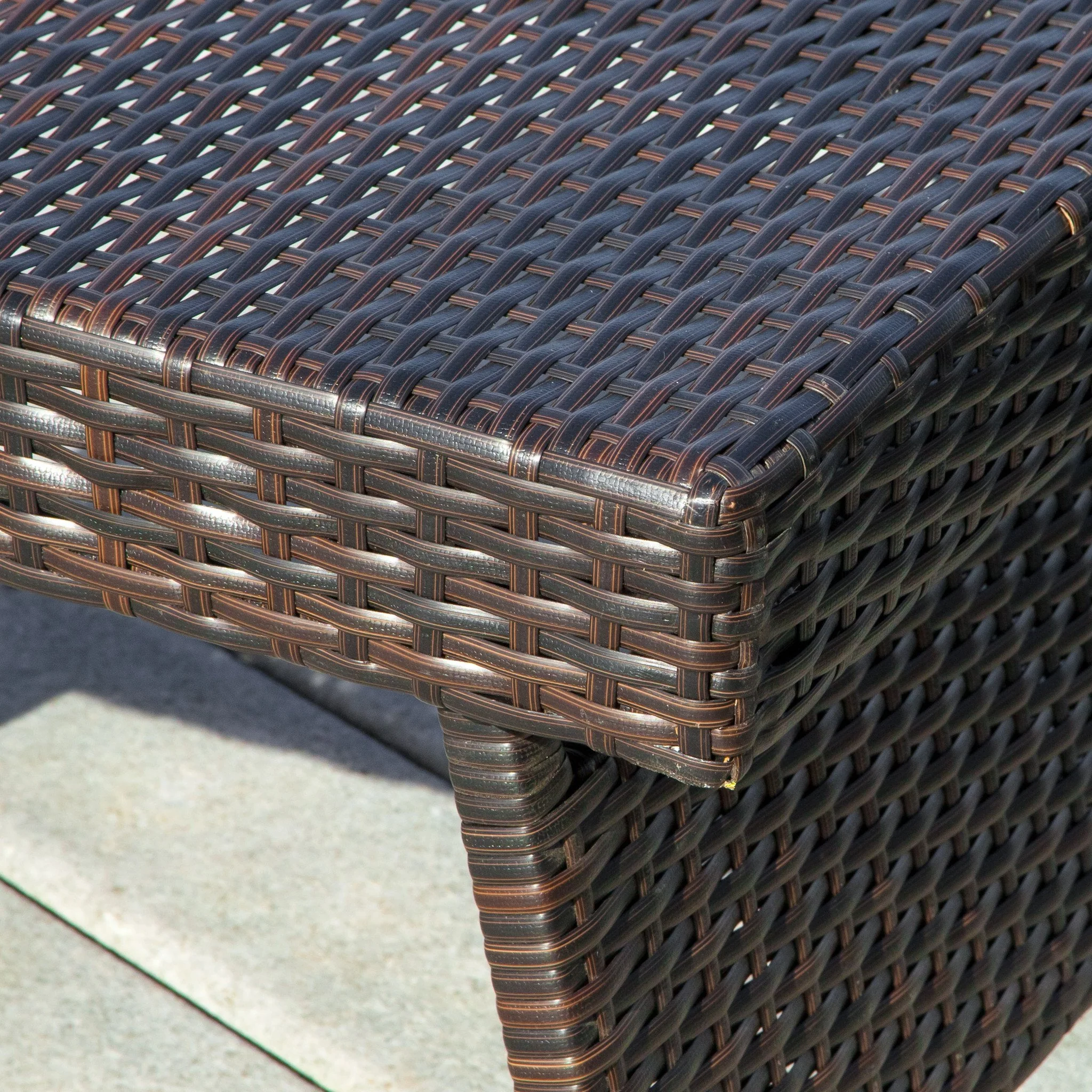 Lakeport Outdoor Brown Wicker Folding Side Table - furnishings