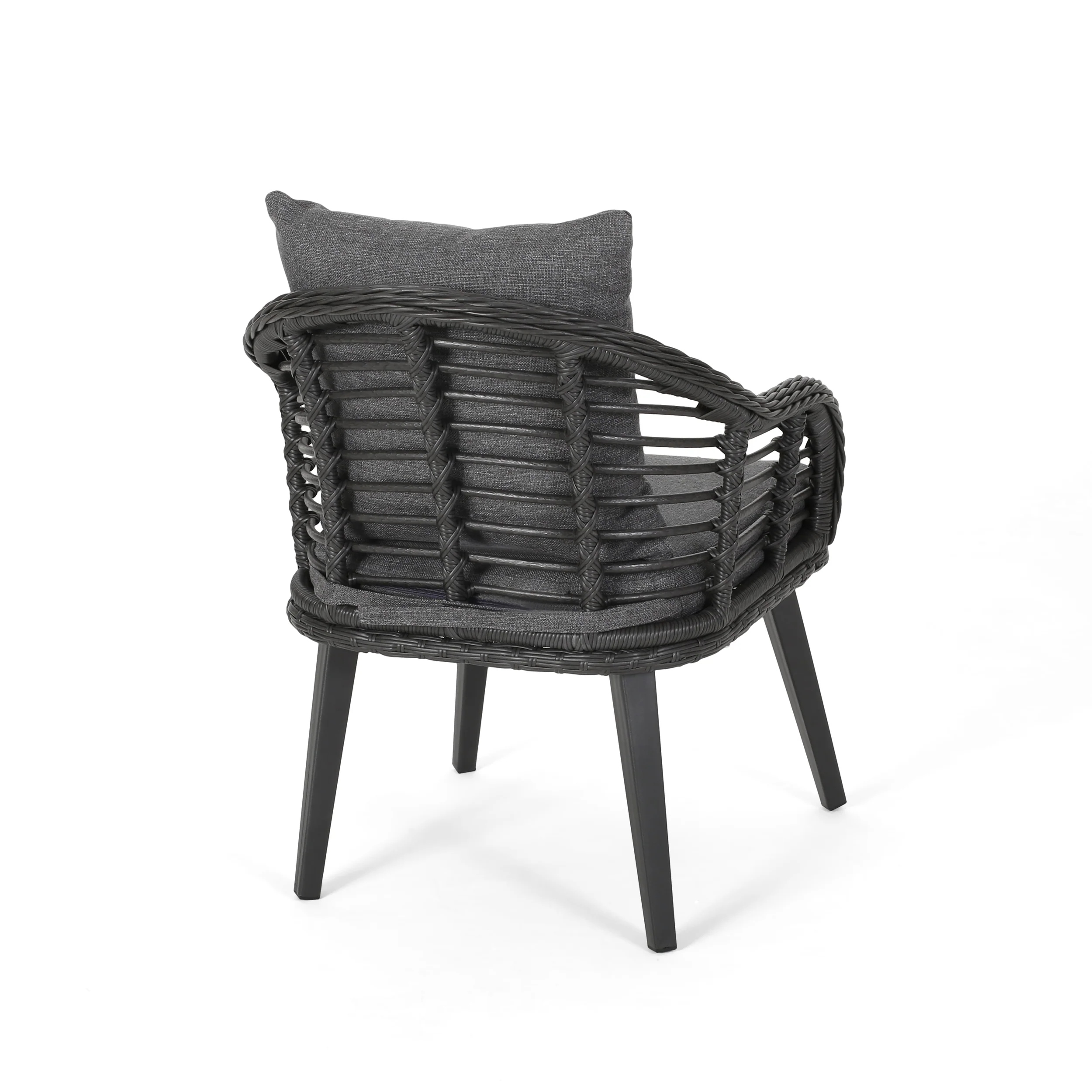 Evvy Outdoor Modern Boho 2 Seater Wicker Chat Set with Side Table - furnishings