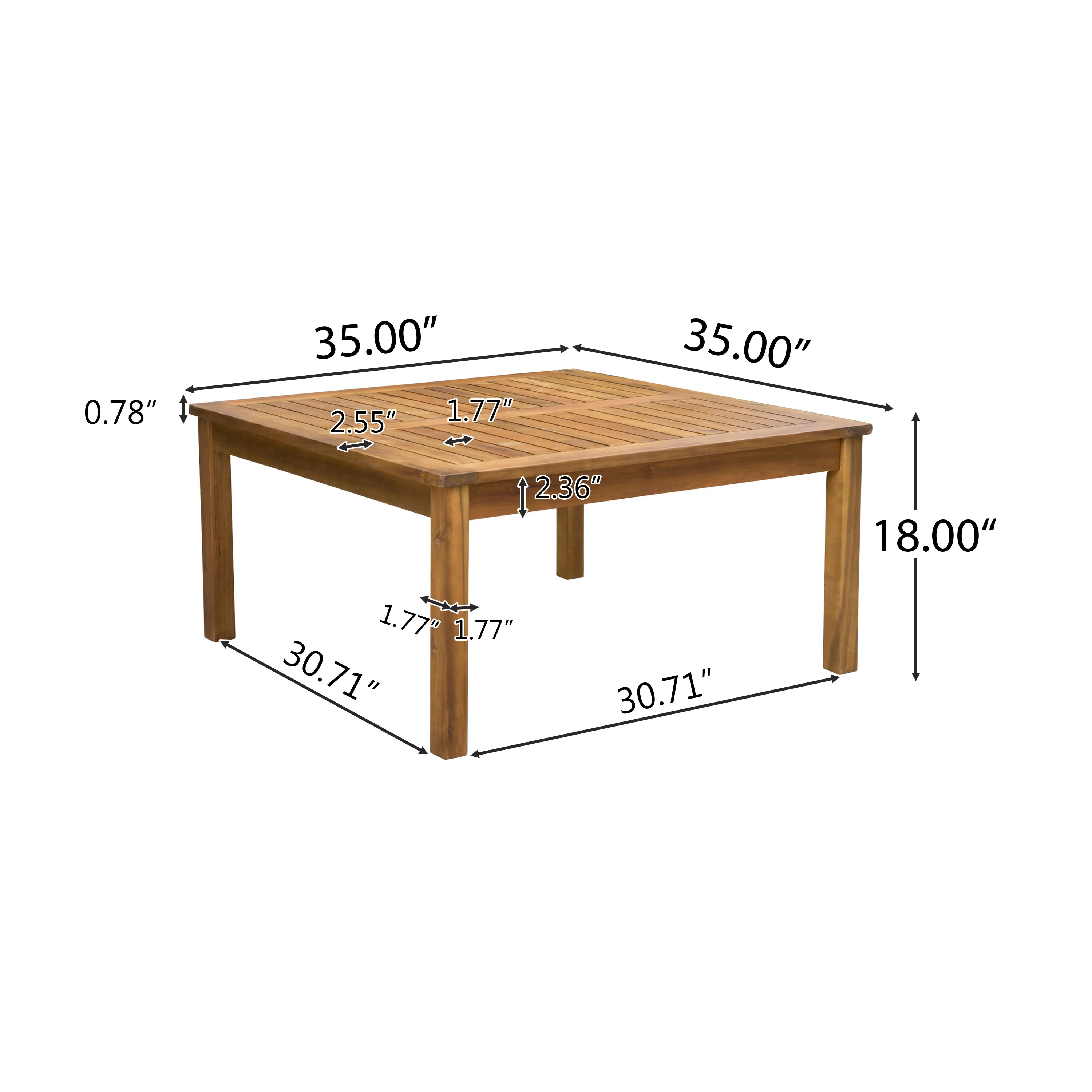 Scarlett Outdoor 6 Seat Teak Finished Acacia Wood Sofa and Table Set - furnishings