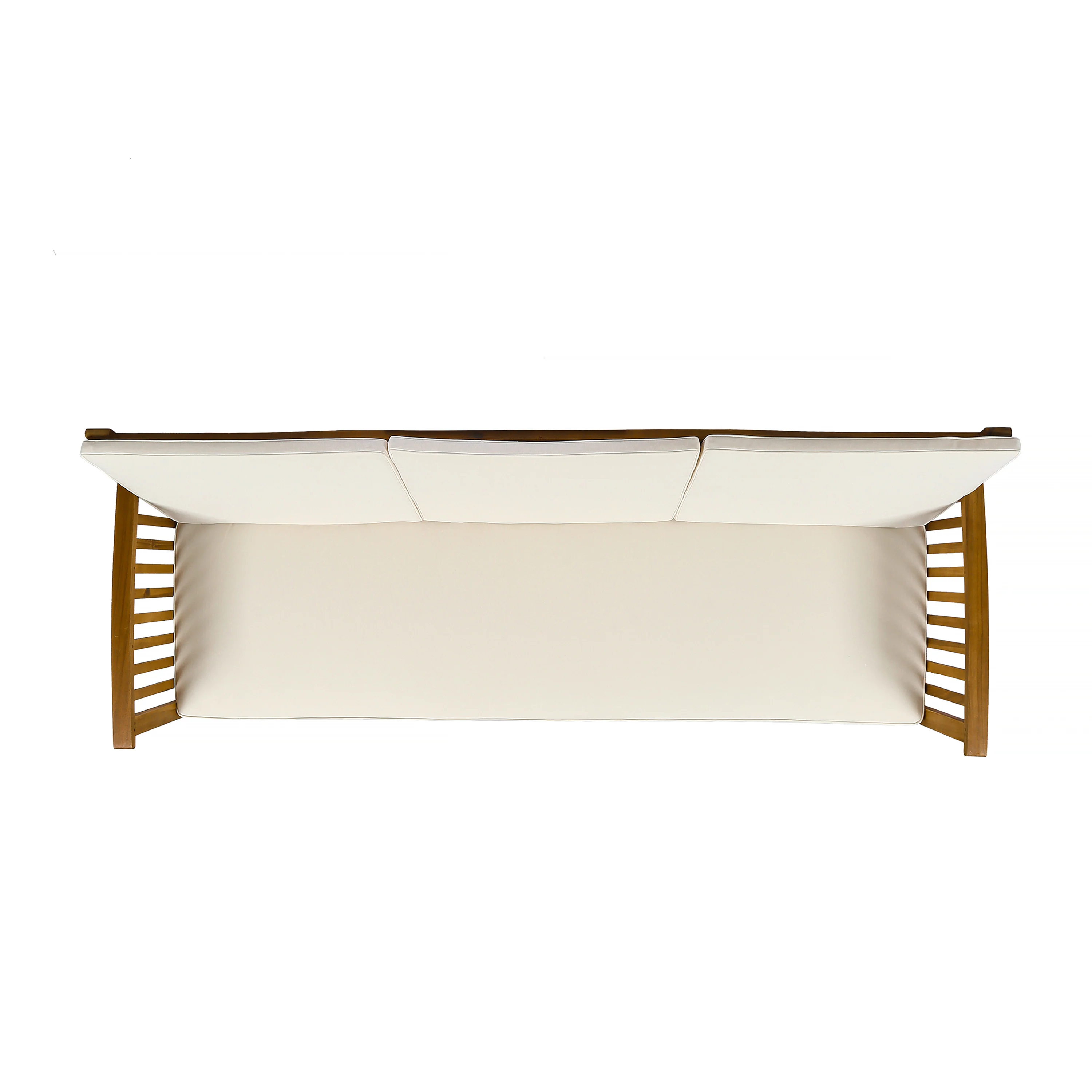 Cape Outdoor Open Slat Acacia Wood 3-Seater Sofa w/ Water-Resistant Cushions - furnishings