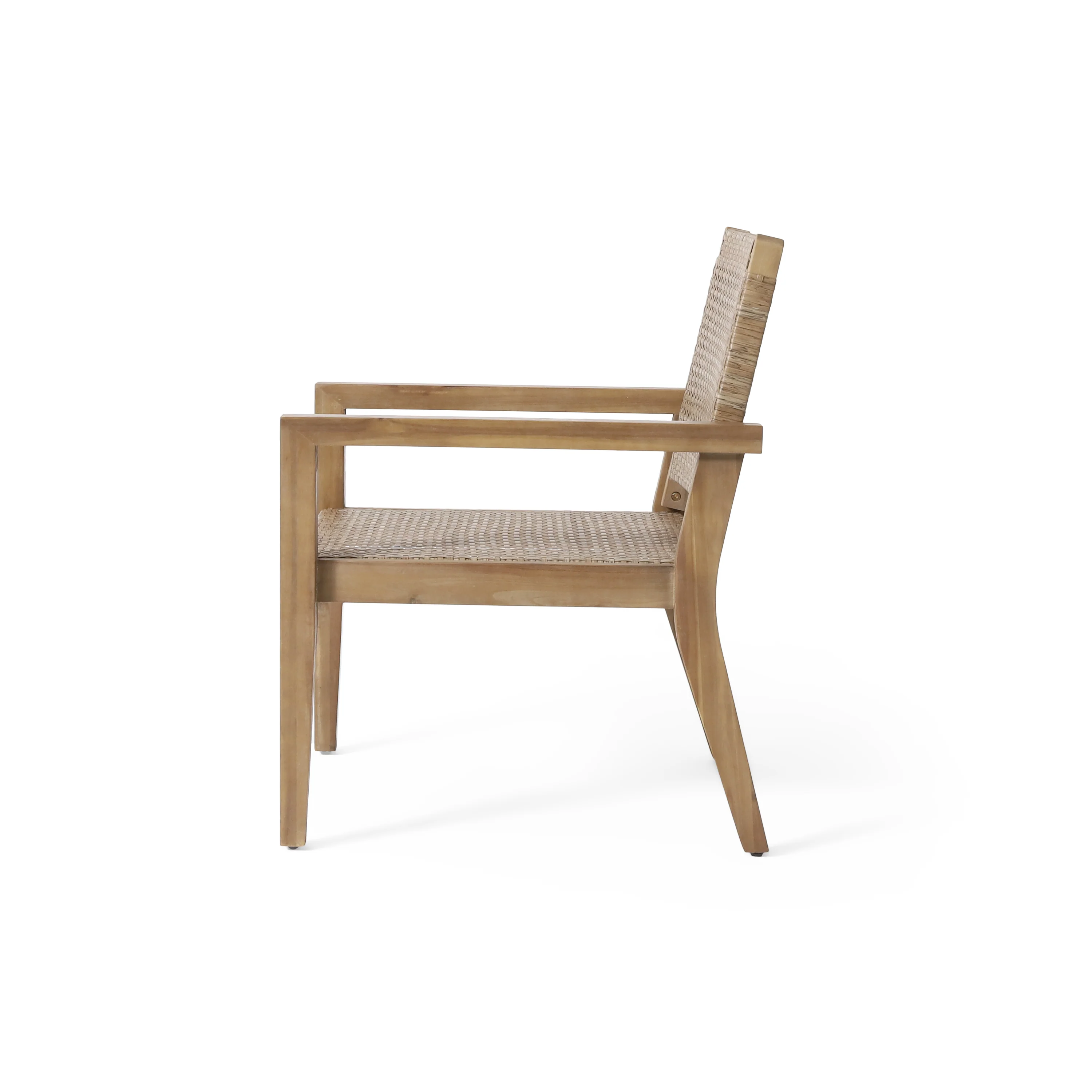 Elmcrest Outdoor Wicker and Acacia Wood Club Chairs, Set of 2, Light Multibrown and Light Brown - furnishings