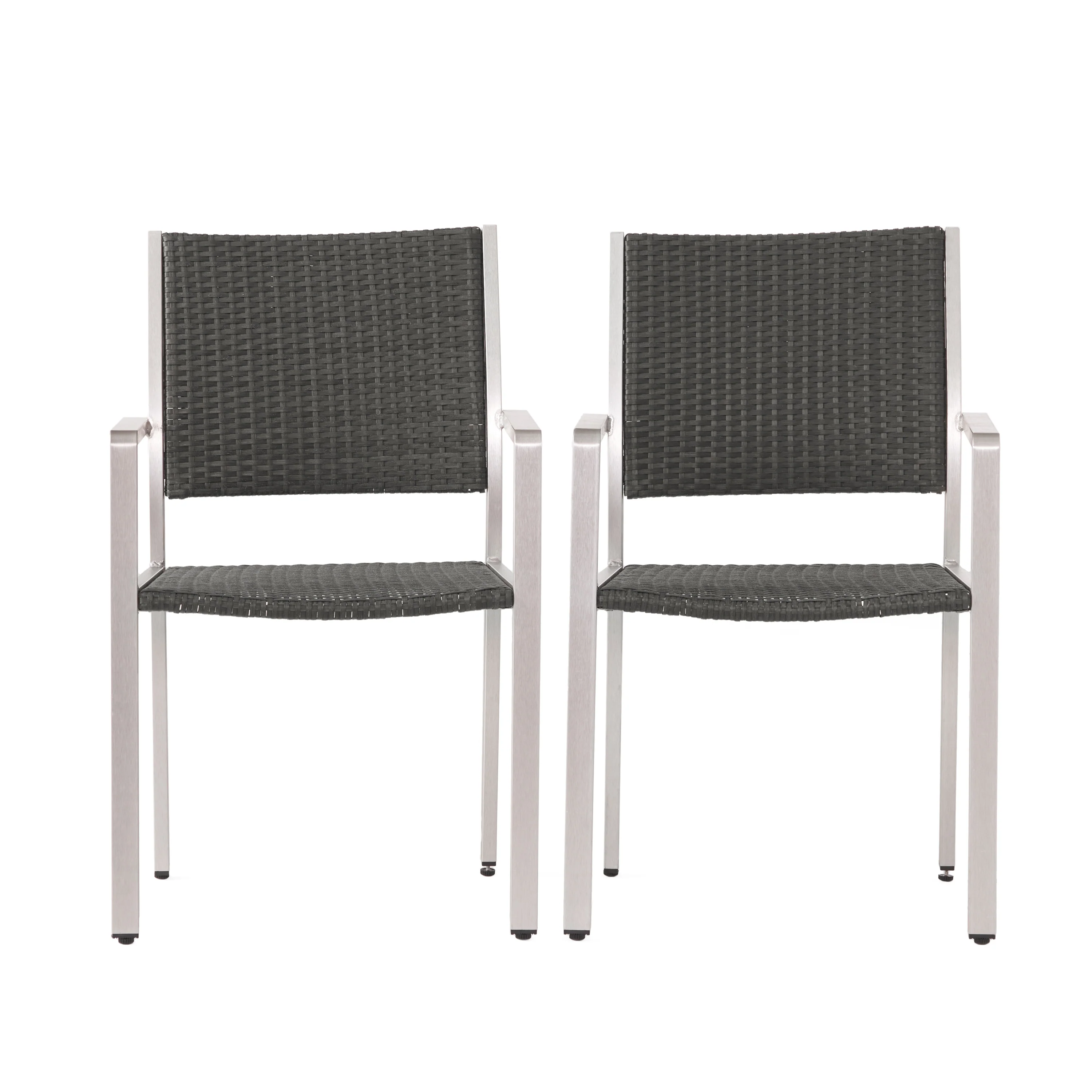 Coral Bay Outdoor Wicker Dining Chairs w/ Aluminum Frame (Set of 2) - furnishings