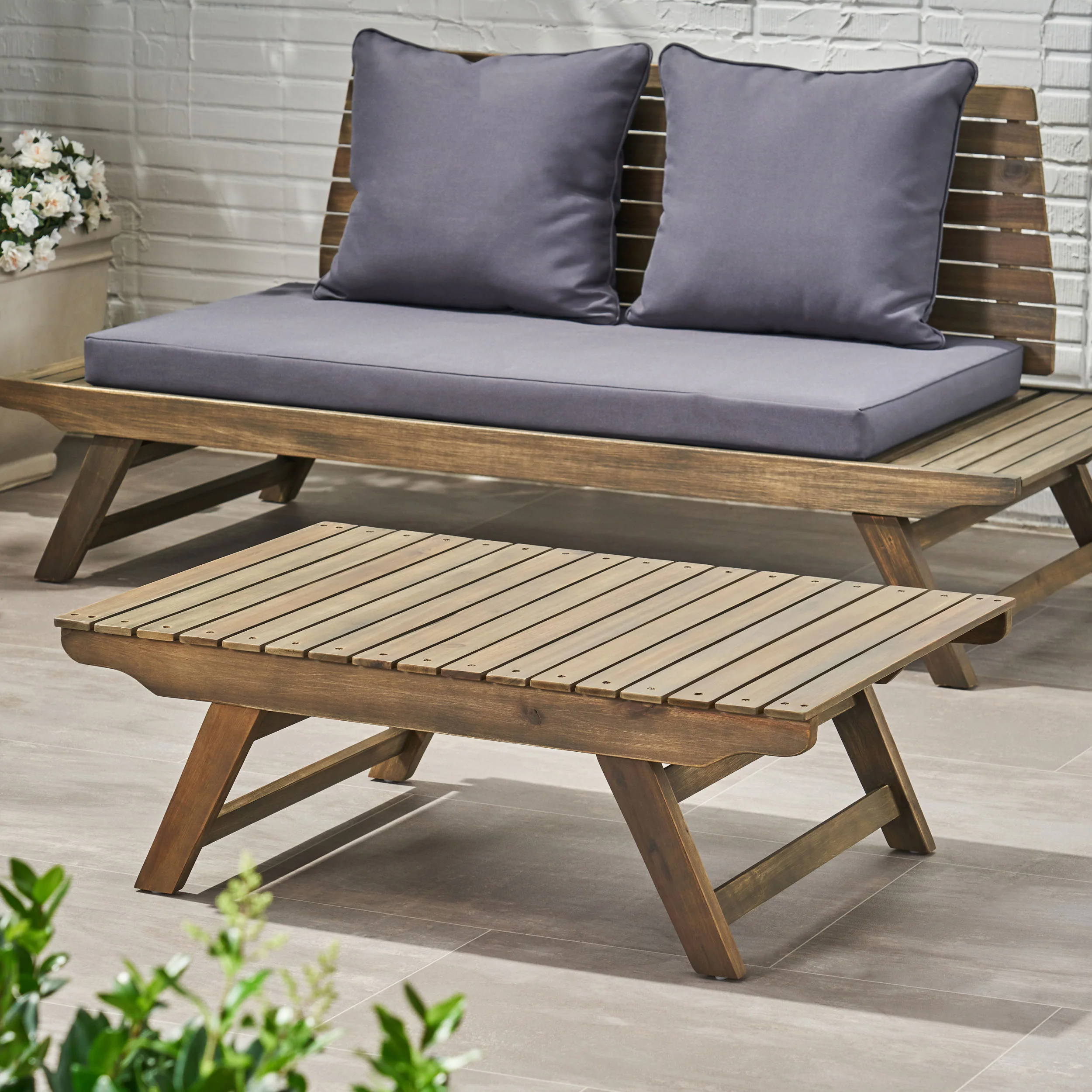 Kailee Outdoor Wooden Coffee Table, Gray Finish - furnishings