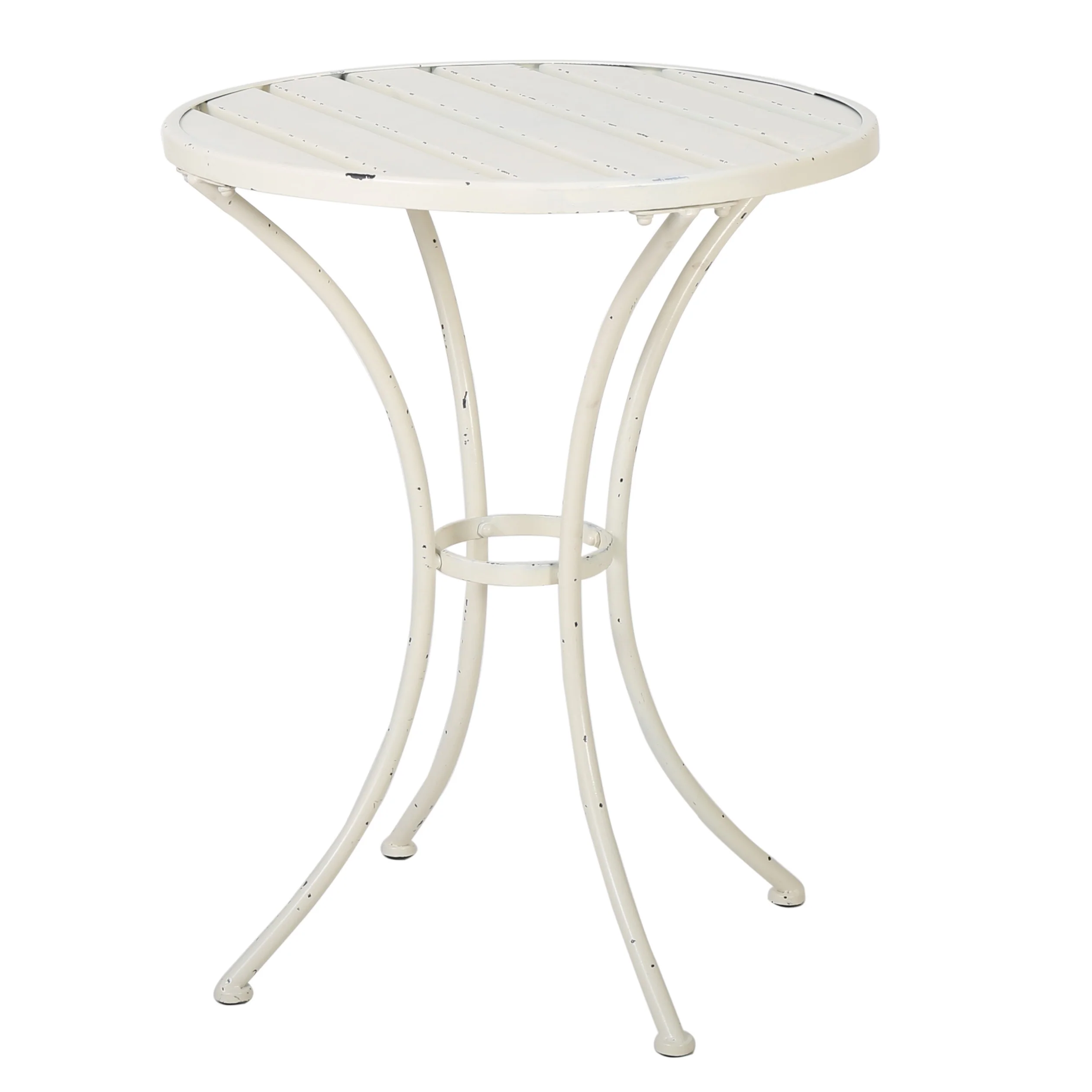 Castro Outdoor Modern 3-Piece Metal Bistro Set with Slats - furnishings