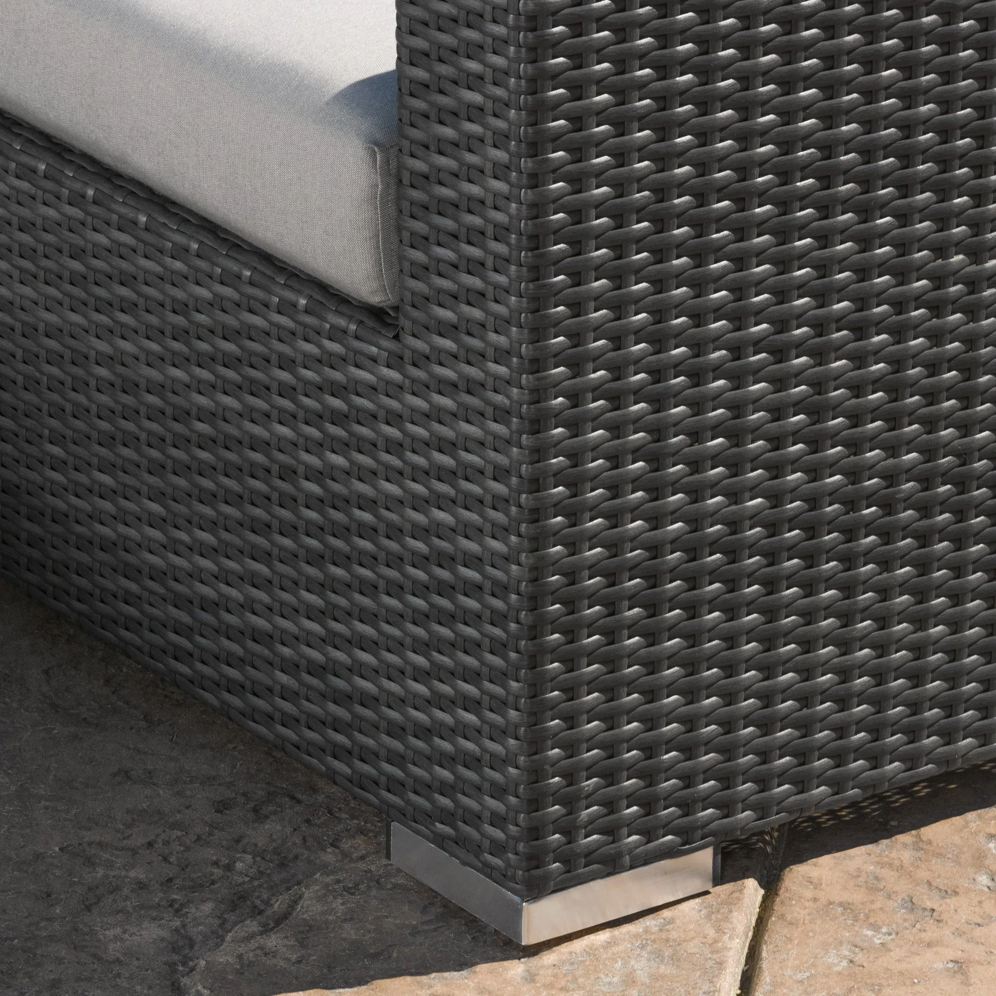 Francisco 5pc Outdoor Gray Wicker Seating Sectional Set w/ Cushions - furnishings