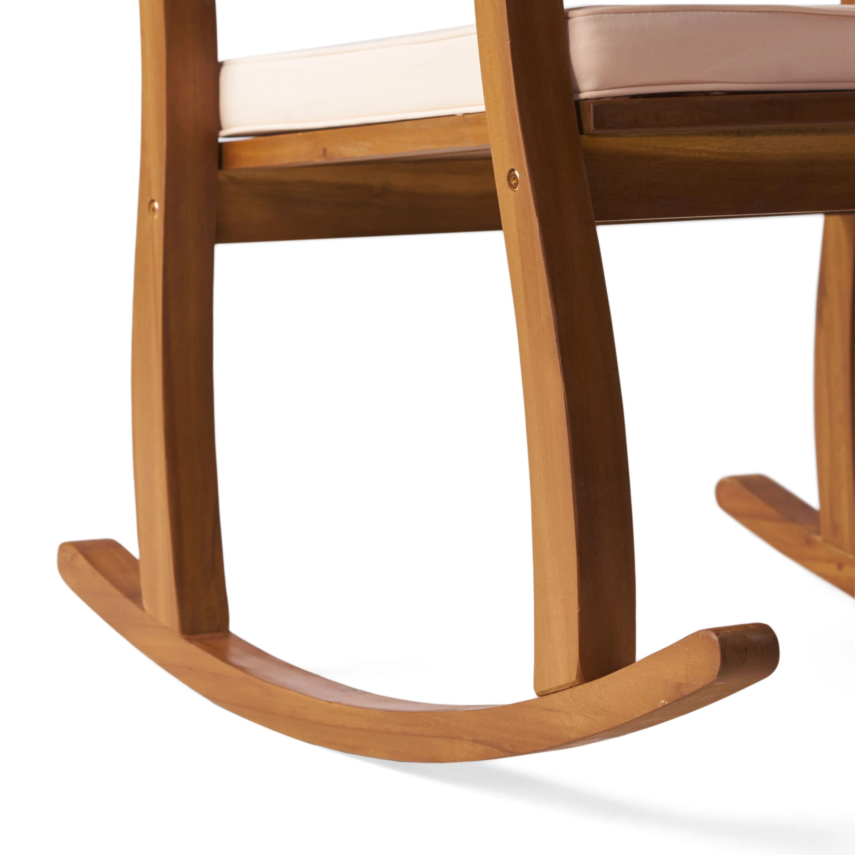 Sadie Outdoor Acacia Wood Rocking Chairs with Cushion (Set of 2) - furnishings