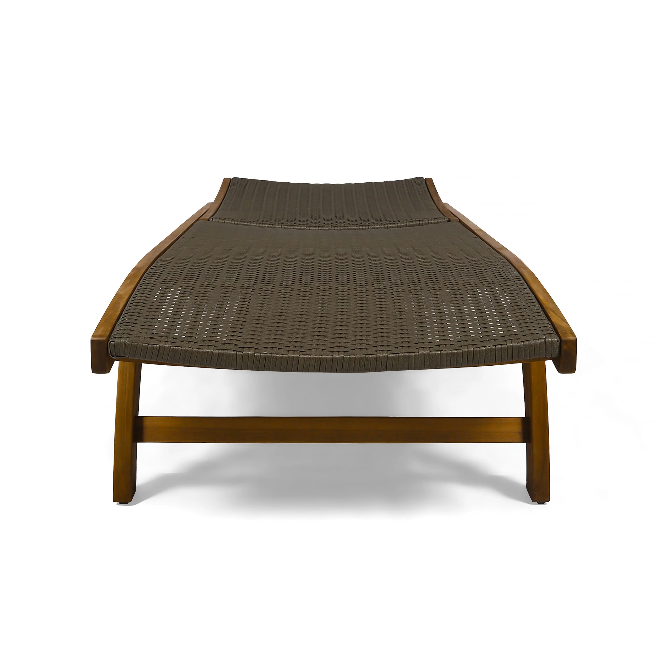 Yedda Outdoor Wicker and Wood Chaise Lounge with Pull-Out Tray - furnishings