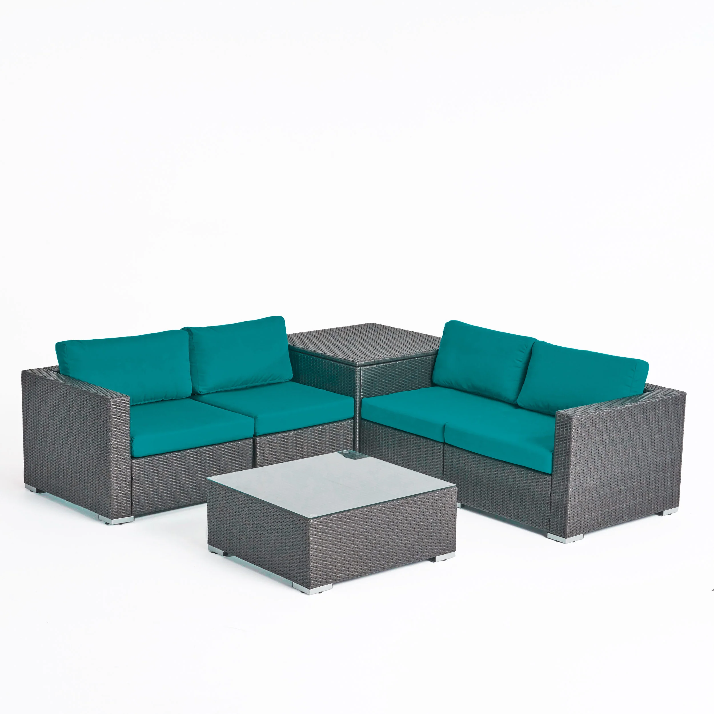 Kyra Outdoor 4 Seater Wicker Sofa Set with Storage Ottoman and Sunbrella Cushions - furnishings