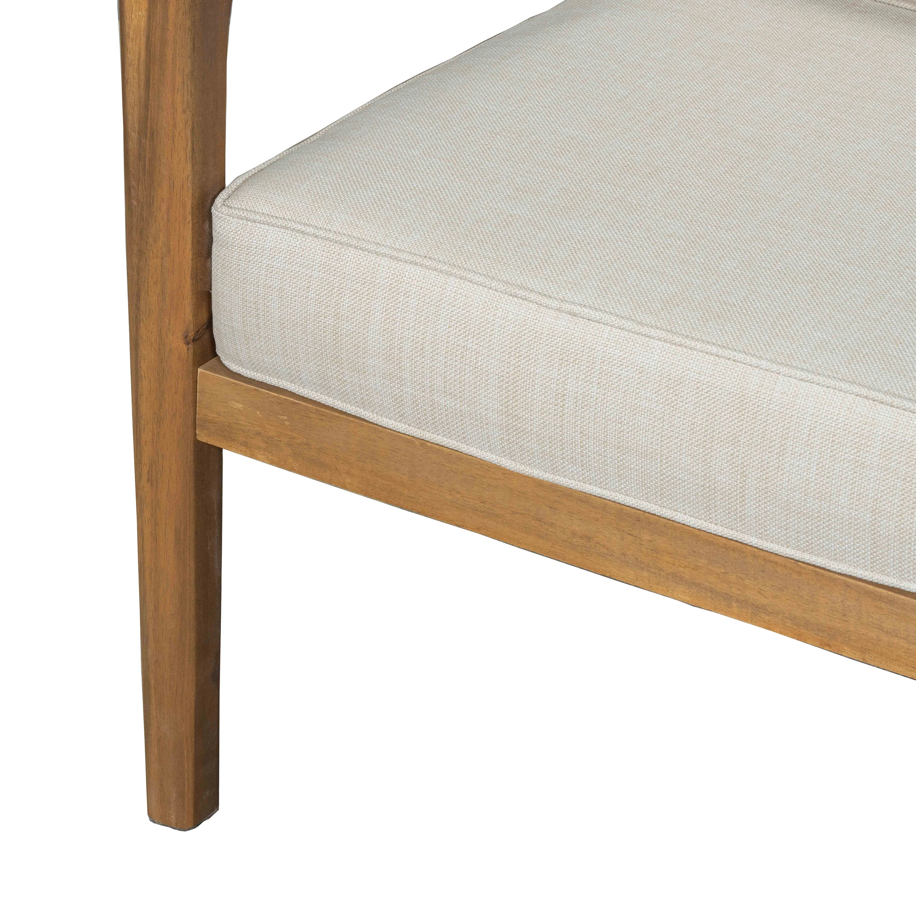 Lyraa Indoor & Outdoor Club Chairs with Beige Cushions, Acacia Wood, Teak, Set of 2 - furnishings