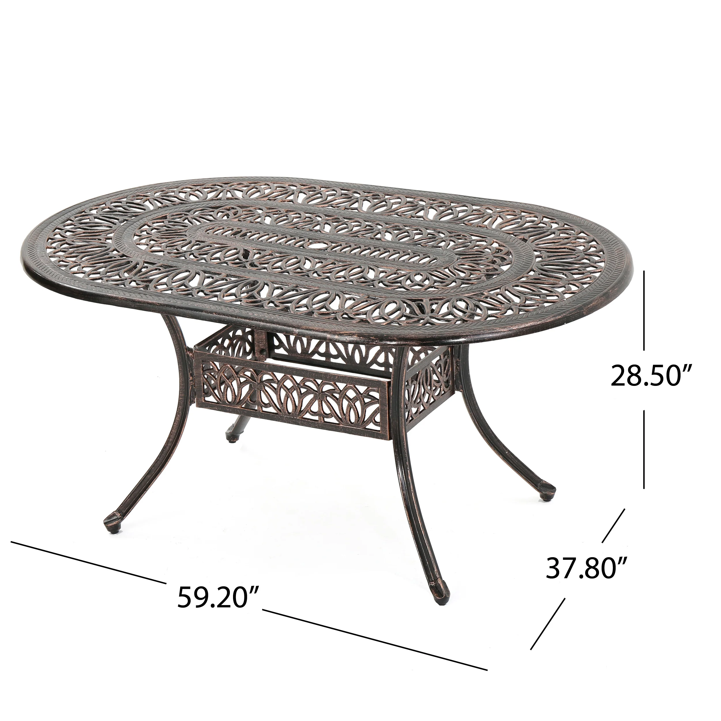 Jameson Home Haitian Outdoor Cast Aluminum Oval Dining Table - furnishings
