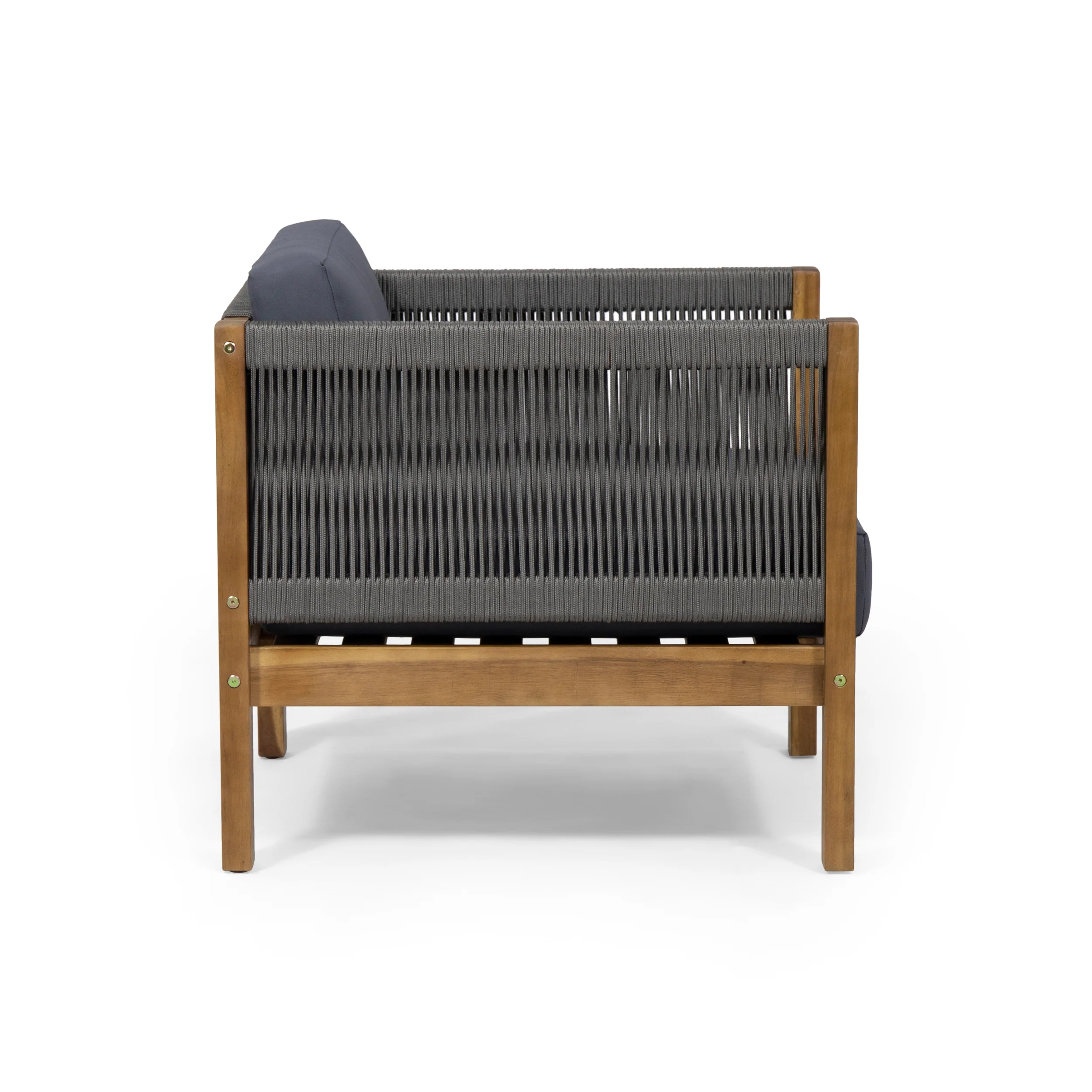 Charlotte Outdoor Acacia Wood and Rope Club Chair - furnishings
