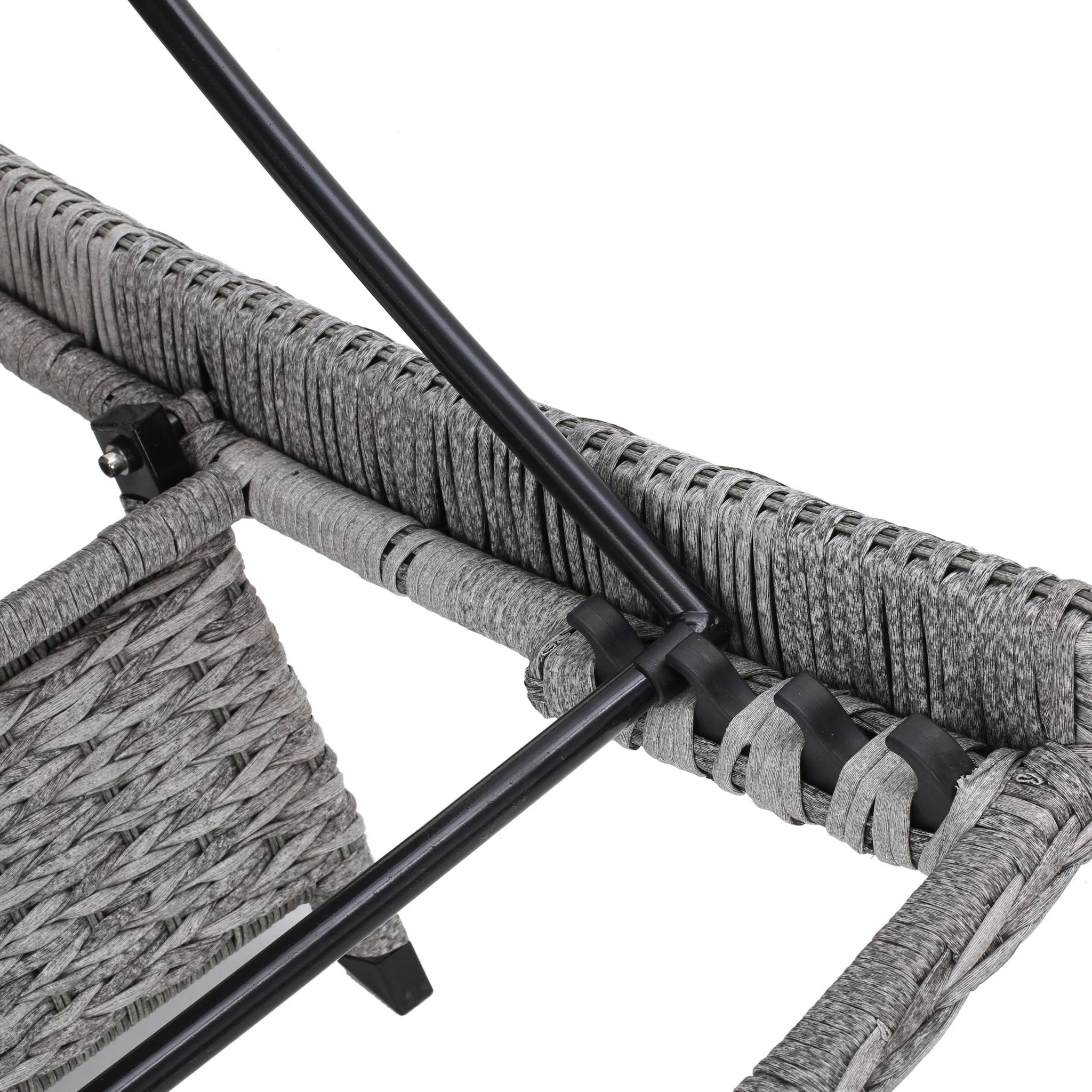 Crystal Outdoor Grey Wicker Chaise Lounge (Set of 2) with Grey Wicker Table - furnishings