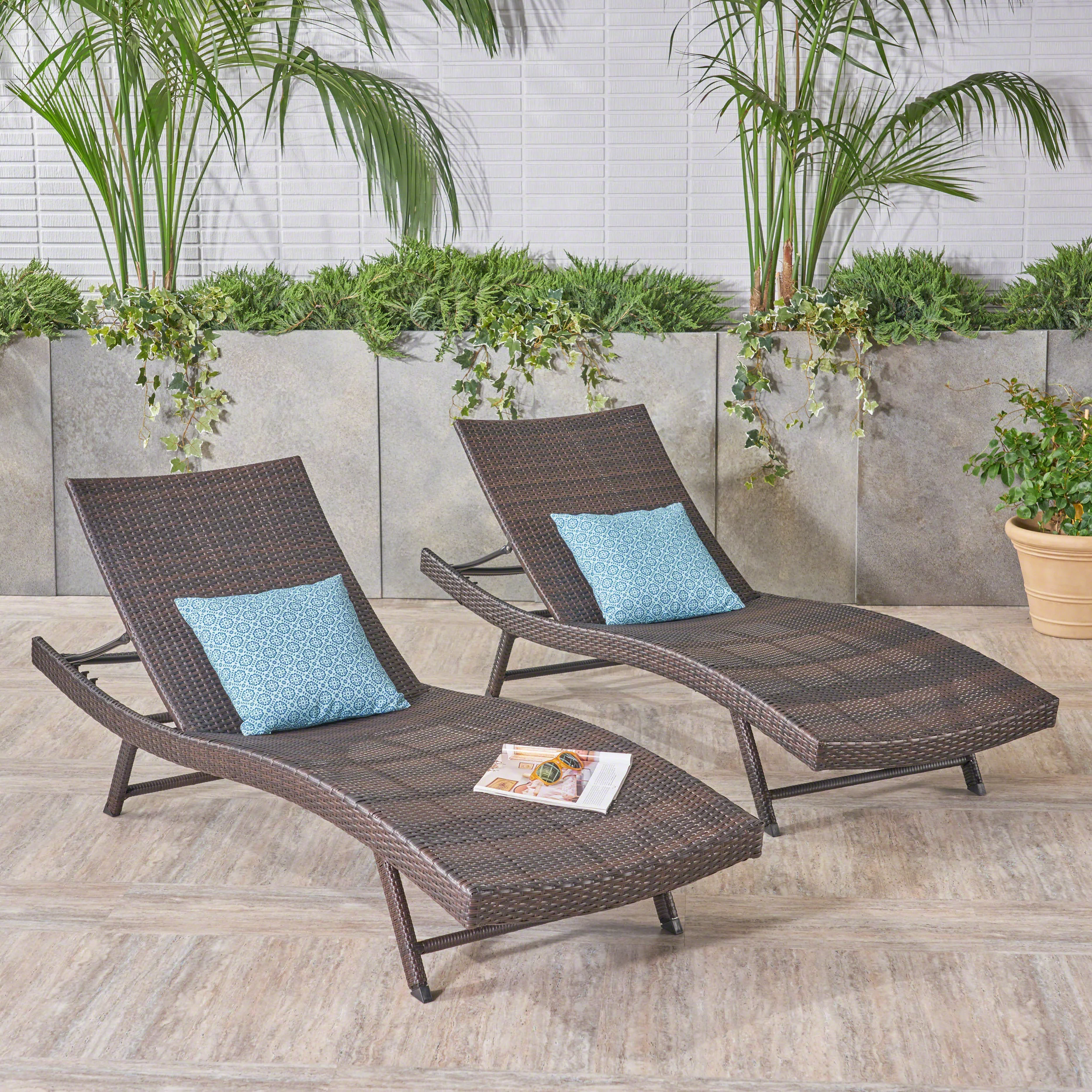 Eliana Outdoor Brown Wicker Adjustable Chaise Lounge Chair - furnishings