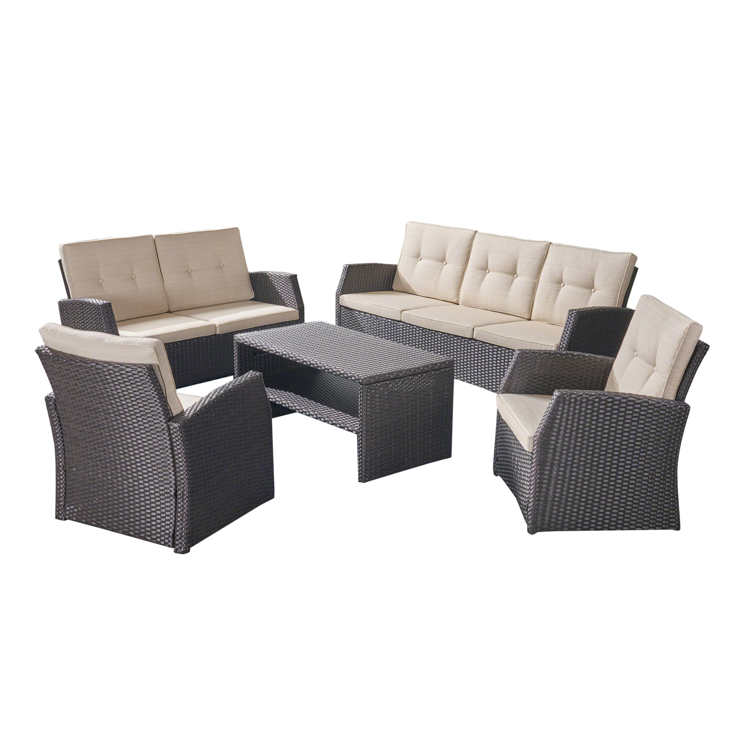 Roswell Outdoor 7 Seater Wicker Chat Set - furnishings
