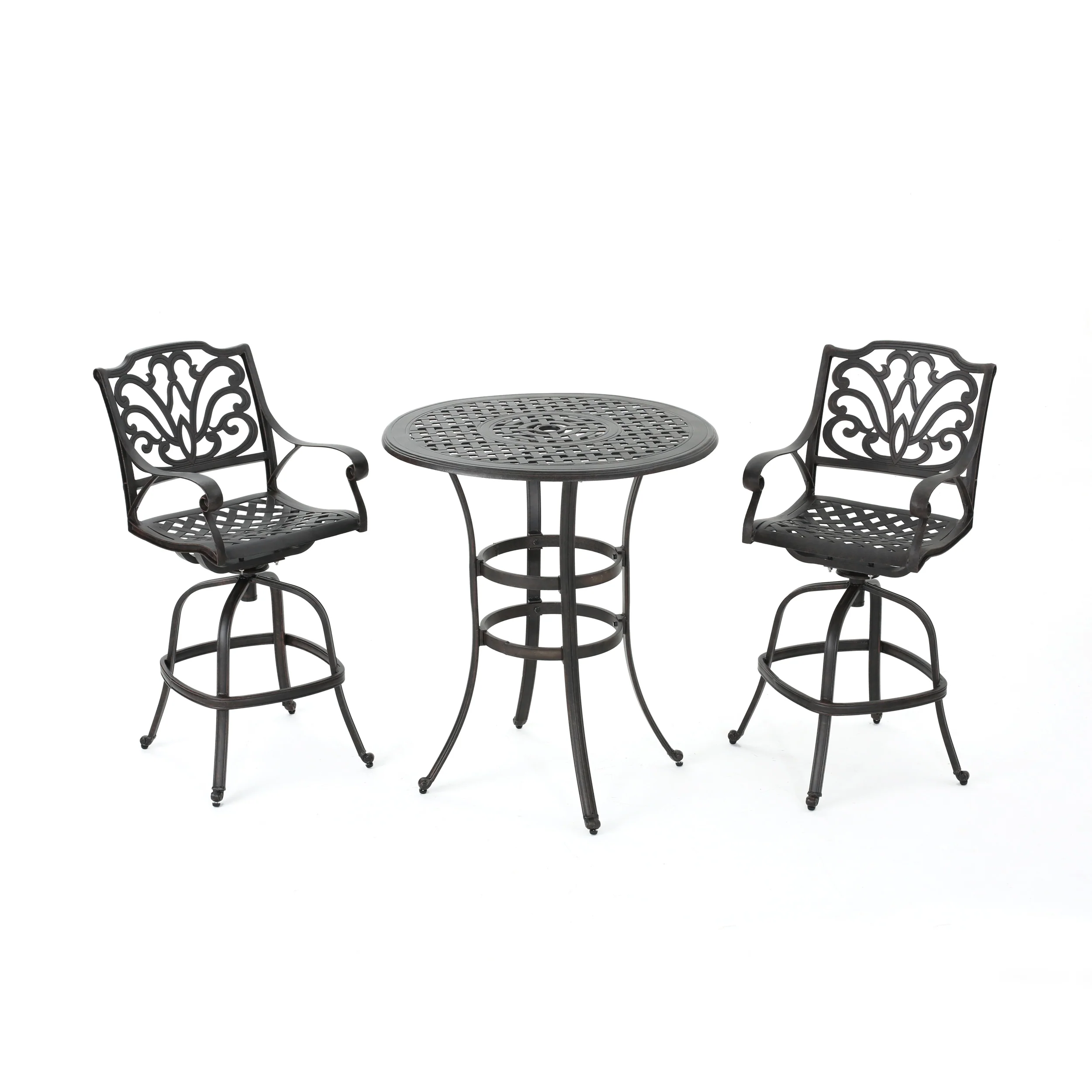 Calandra Outdoor 3 Piece Bronze Cast Aluminum Bar Set - furnishings