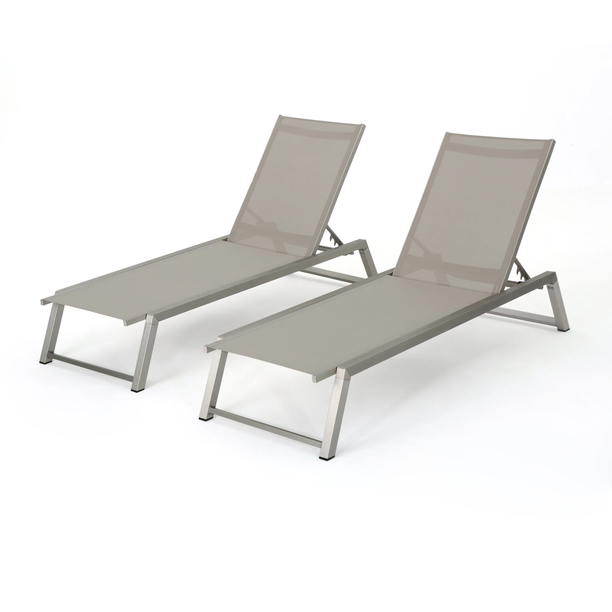 Santa Monica Outdoor Gray Mesh Chaise Lounge with Grey Finished Aluminum Frame - furnishings