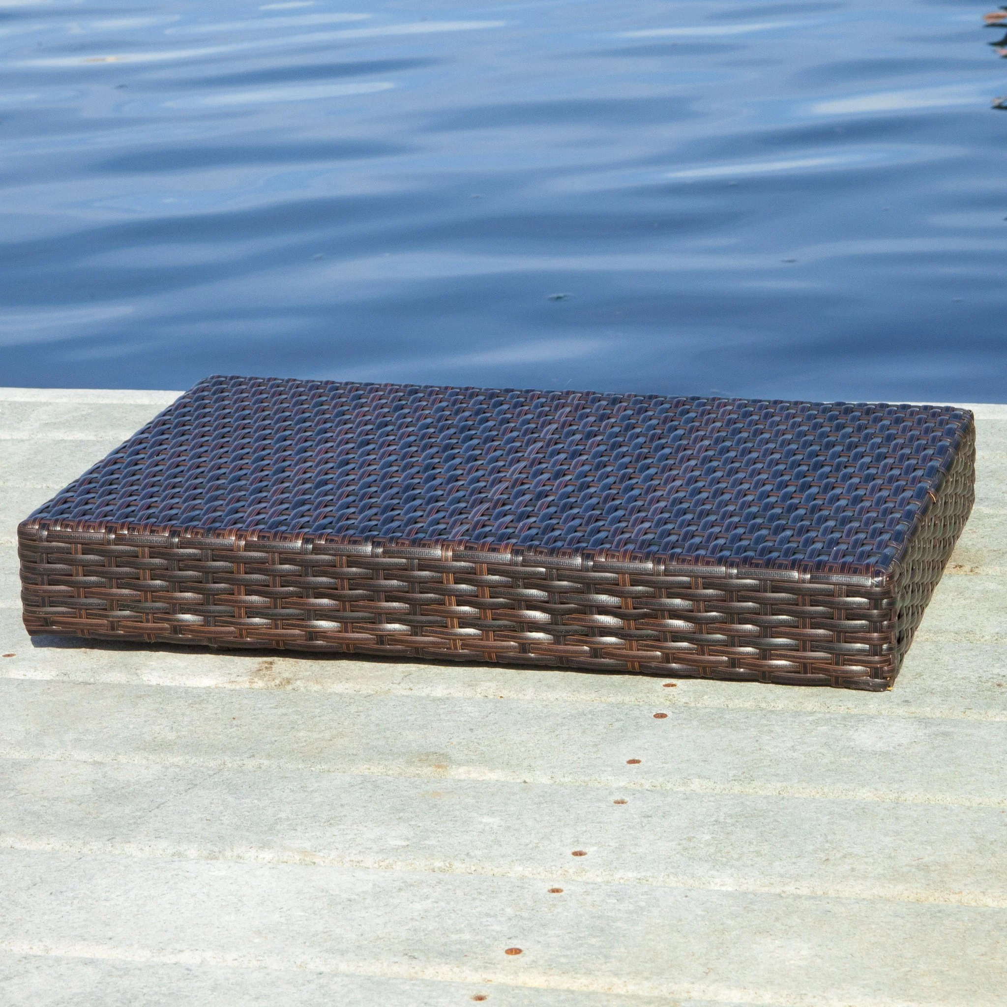Lakeport Outdoor Brown Wicker Folding Side Table - furnishings