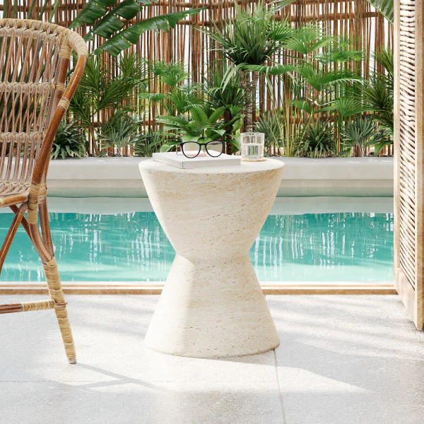 Seren Patio Round Hourglass Accent Table, Concrete - furnishings