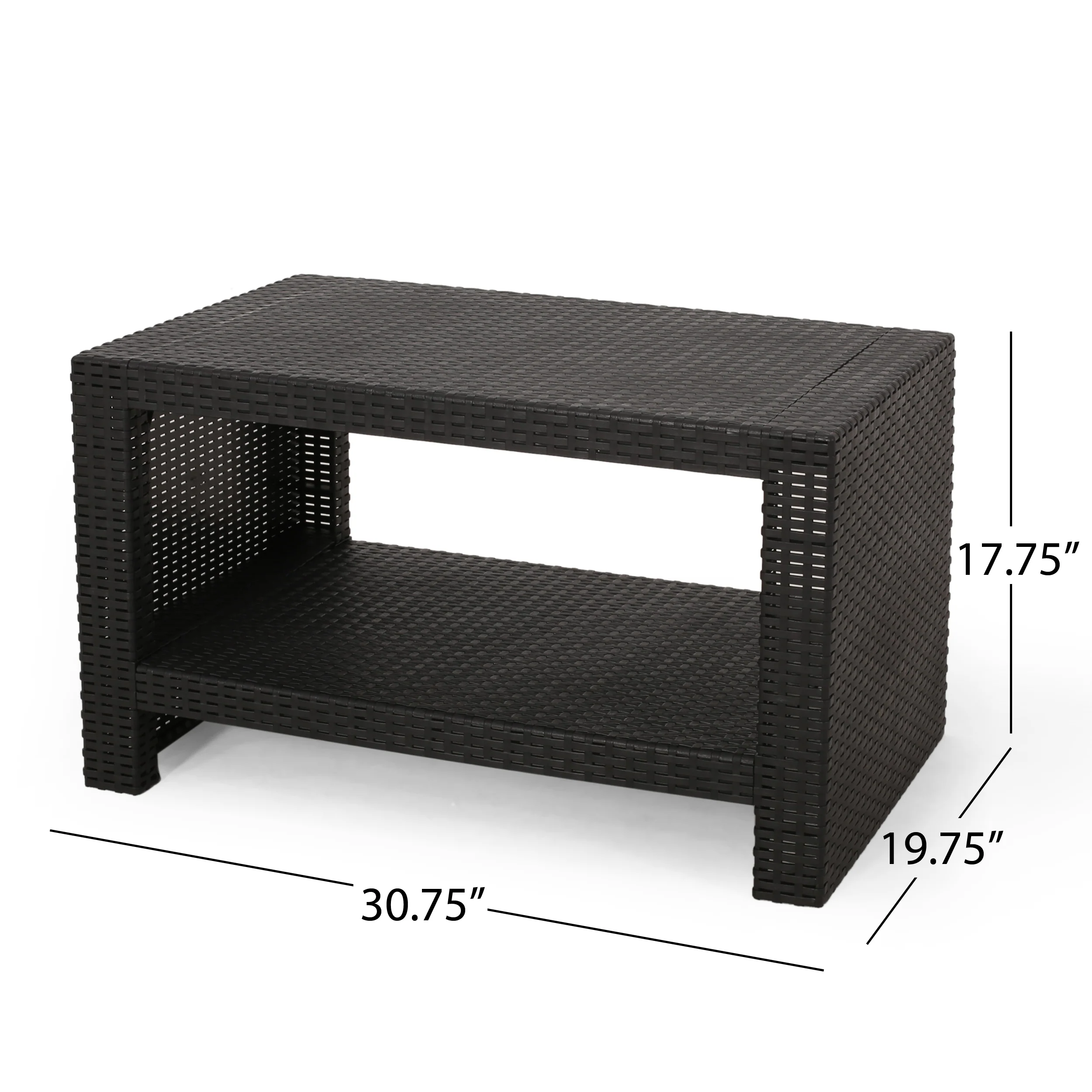 Kyara Outdoor Wicker Coffee Table, Black - furnishings