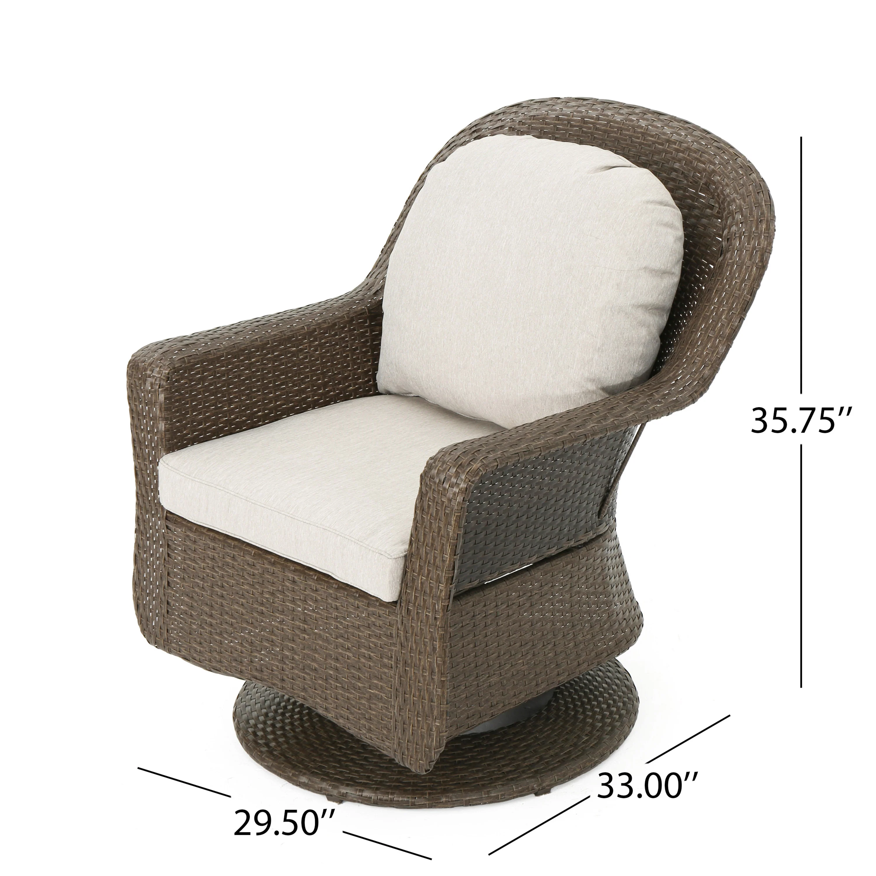 Linsten Outdoor Wicker Swivel Club Chairs with Water Resistant Cushions - furnishings