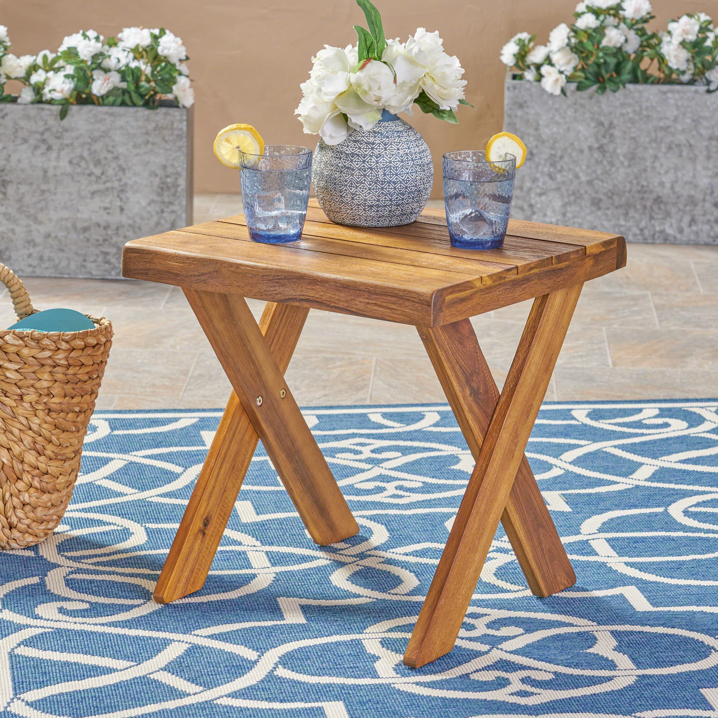 Irene Outdoor Acacia Wood Side Table - furnishings