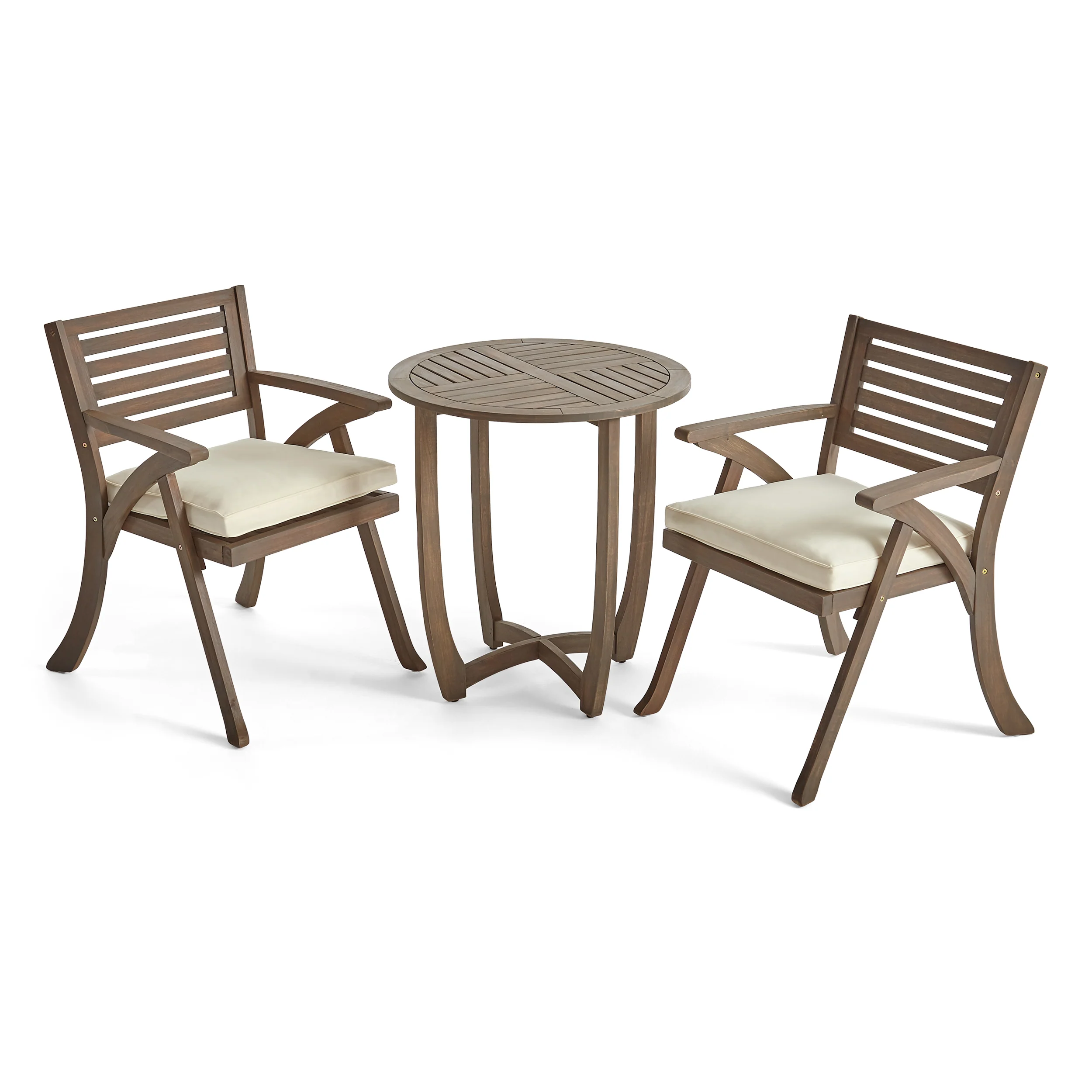 Yakub Outdoor 2-Seater Acacia Wood Bistro Set - furnishings