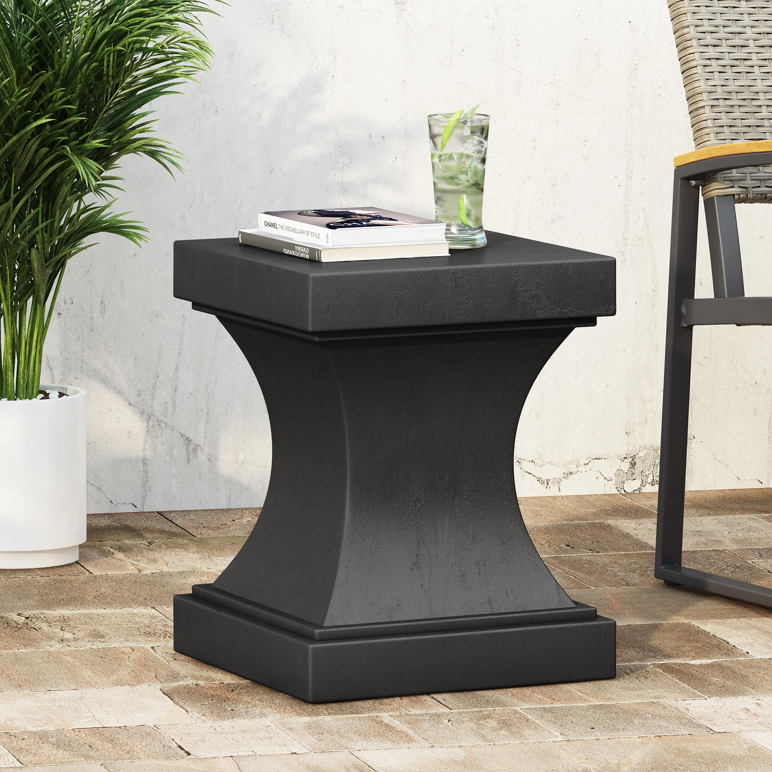 Atrass Outdoor Modern Lightweight Concrete Side Table - furnishings