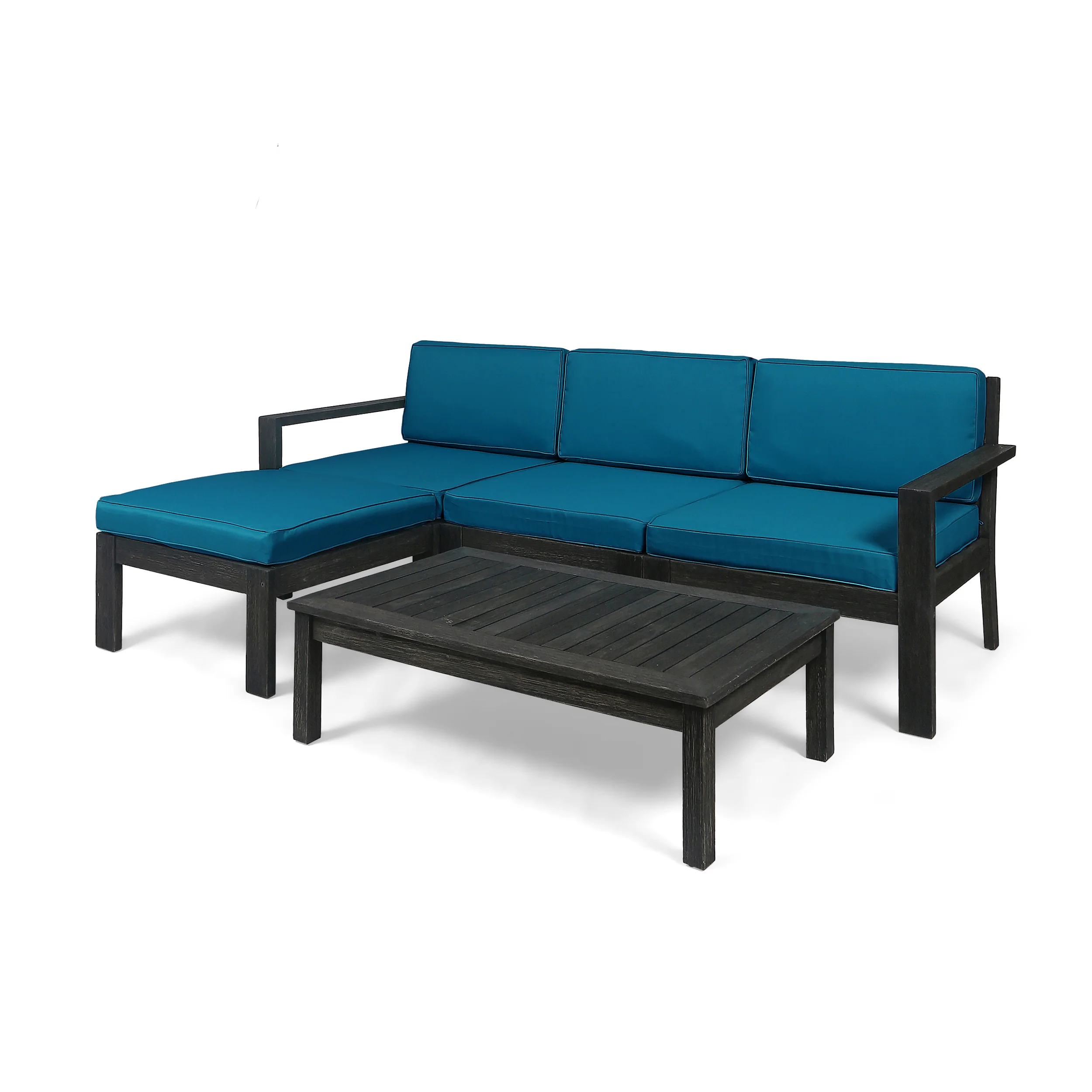 Makayla Ana Outdoor 3 Seater Acacia Wood Sofa Sectional with Cushions - furnishings
