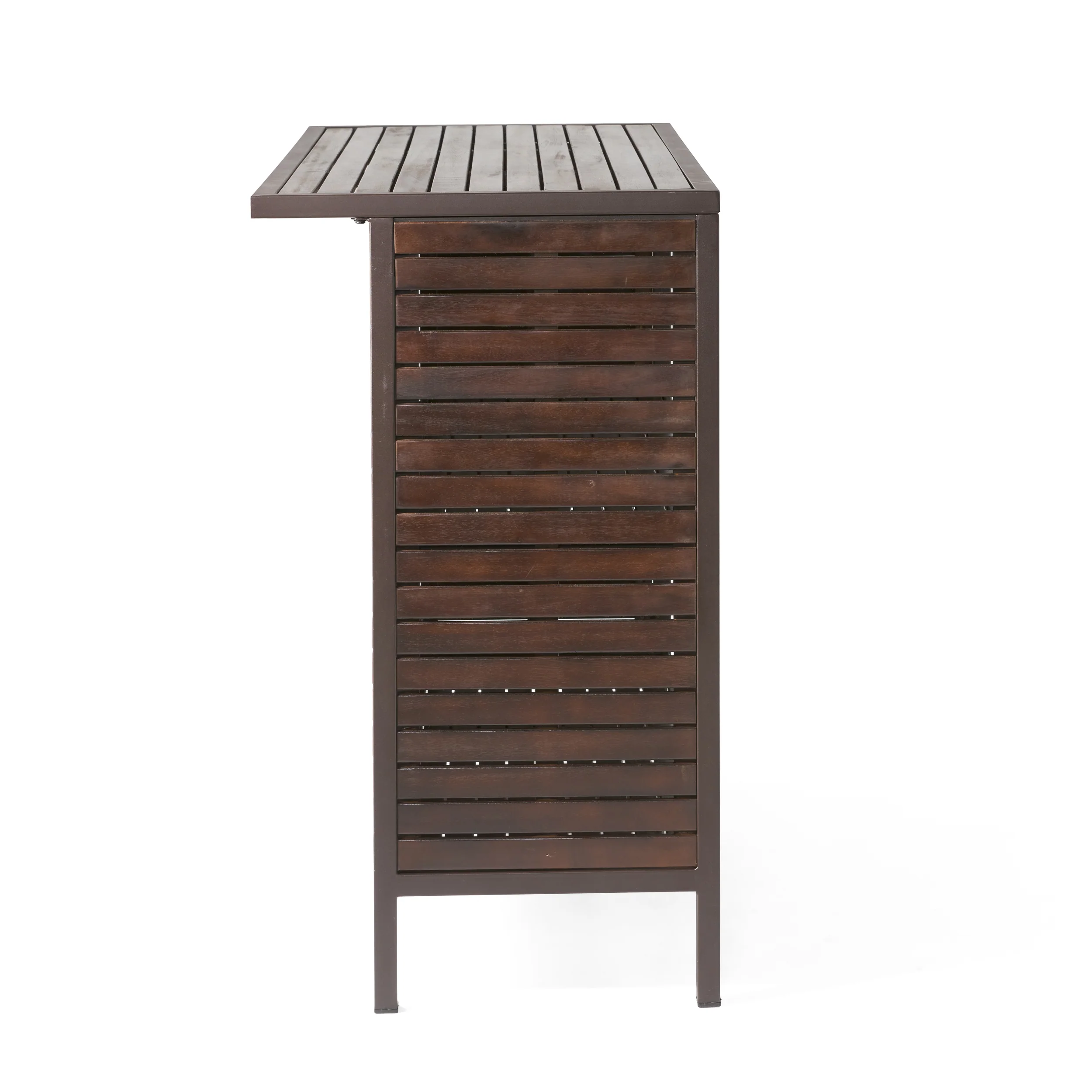 Isabel Dark Brown Acacia Wood & Rustic Metal Bar With 30-Inch Barstools - furnishings