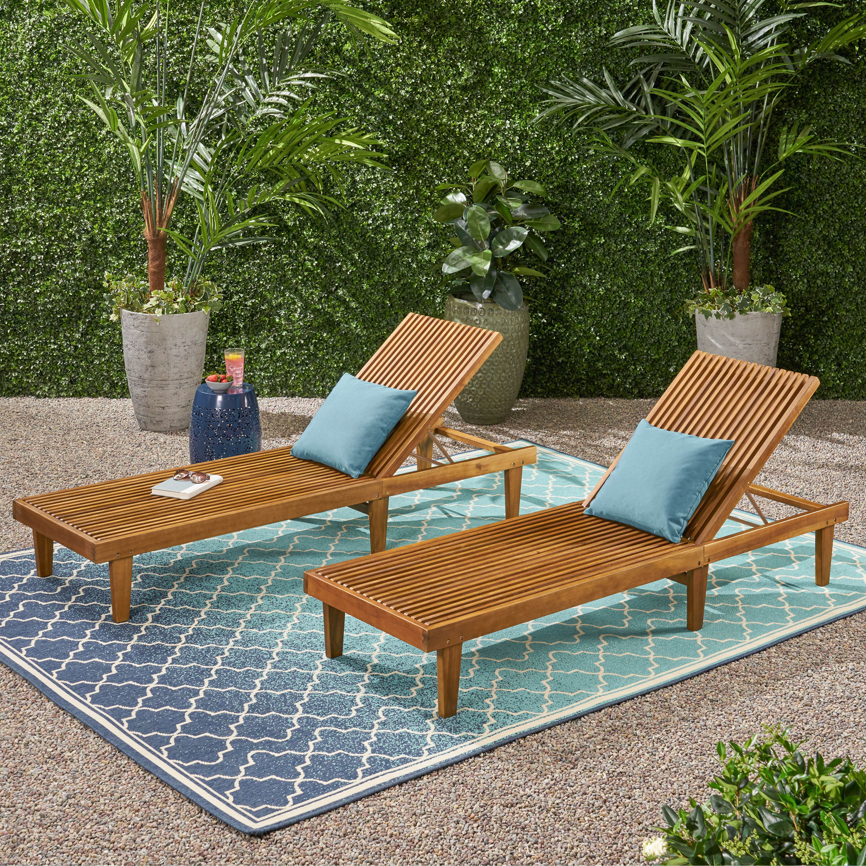 Addisyn Outdoor Wooden Chaise Lounge (Set of 2) - furnishings