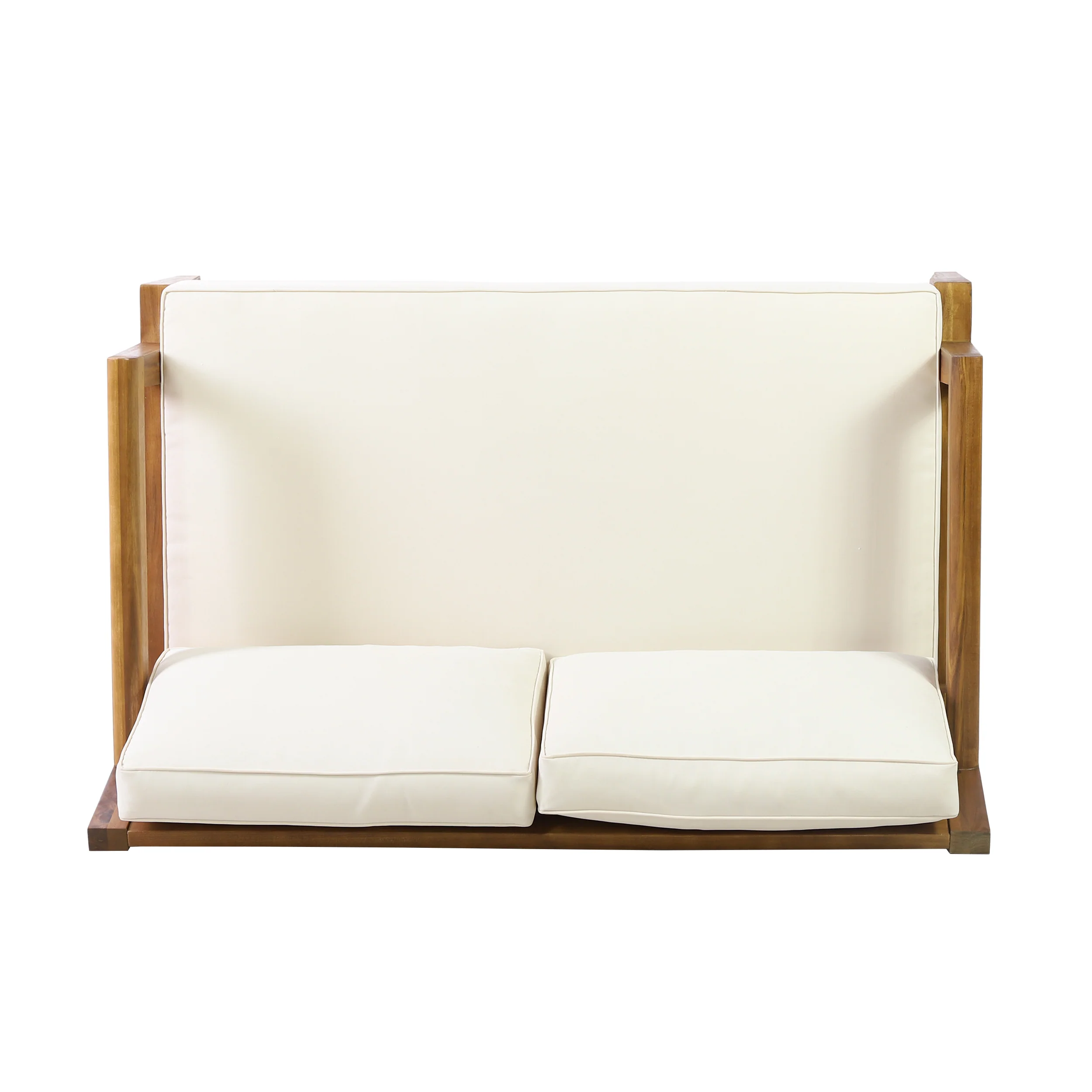 Camak Outdoor Acacia Wood Loveseat and Coffee Table Set, Teak, Beige - furnishings