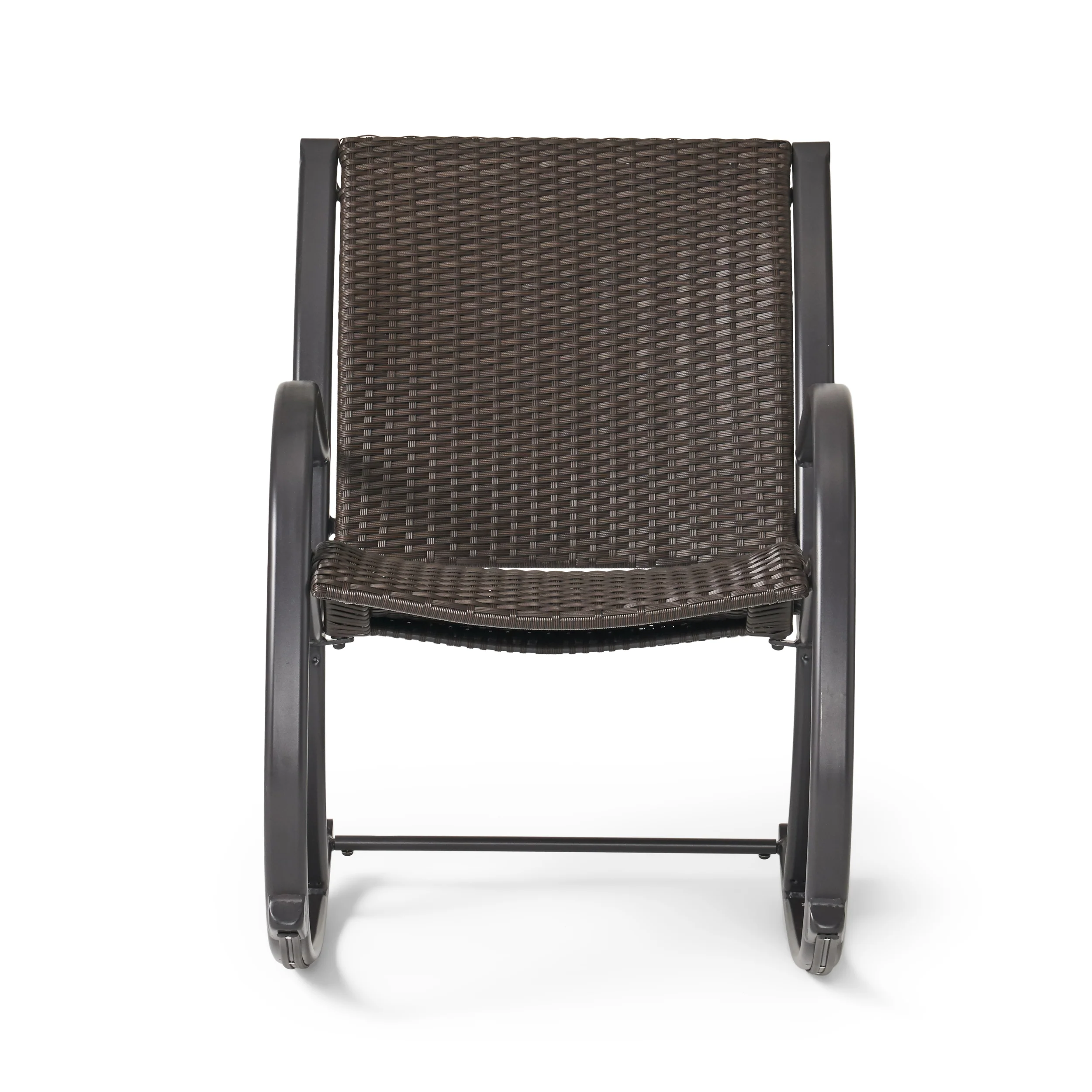 Leann Outdoor 3pc Dark Brown Wicker Rocking Chair Chat Set - furnishings